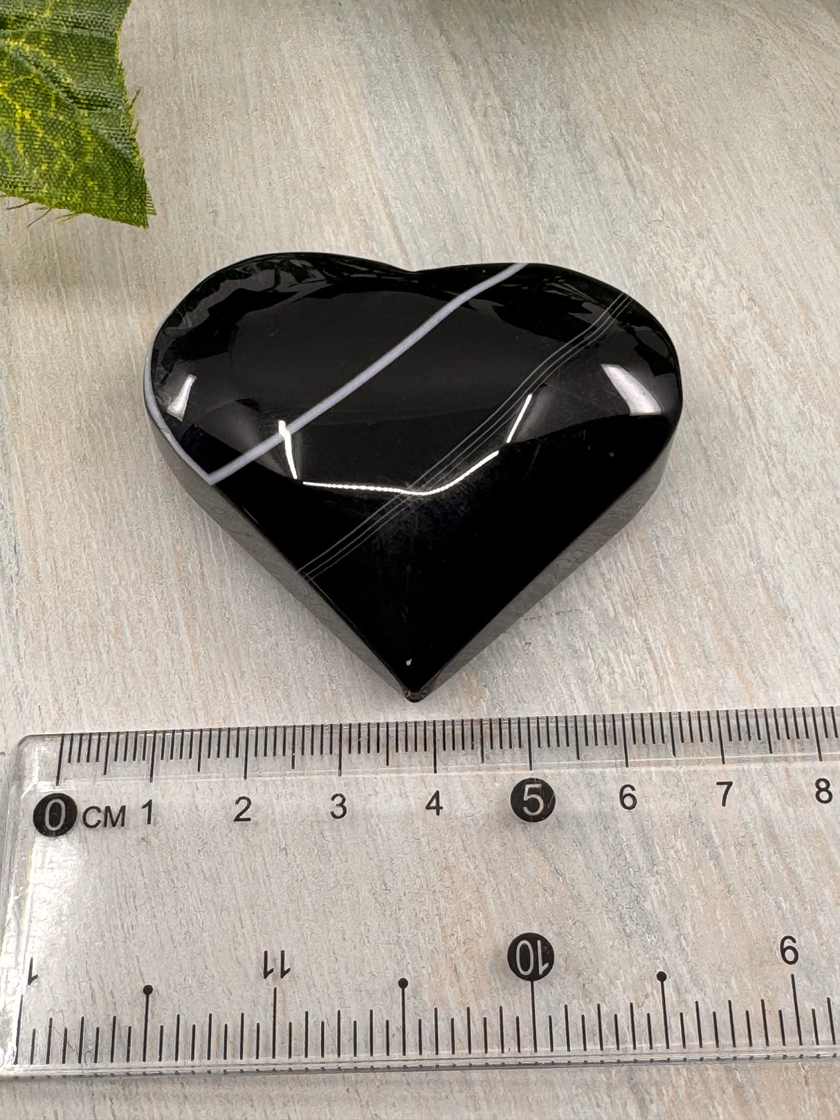 Banded Black Agate Heart - "I release all behaviours that no longer serve me."