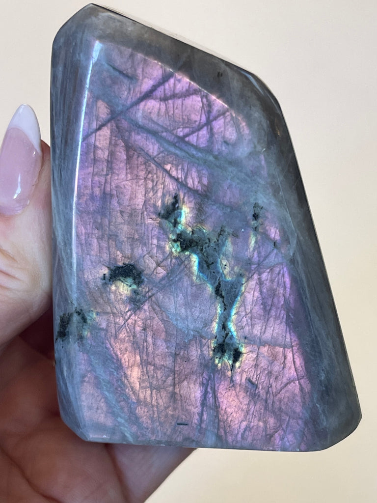 Labradorite Freeform Purple Flashes #5 389g  -  “ I welcome change and transformation into my life”.