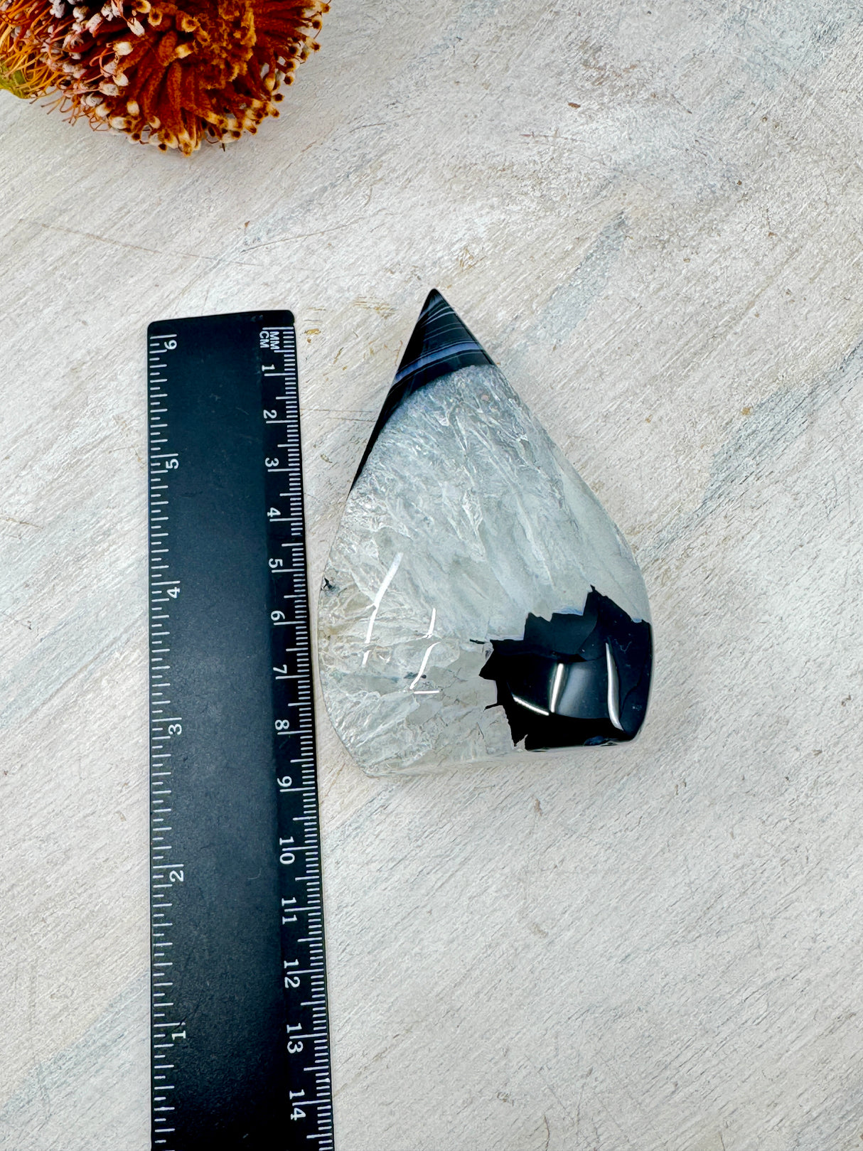 Black Banded Agate Flame 175g (9x6cm) – Stone of Protection, Grounding & Balance