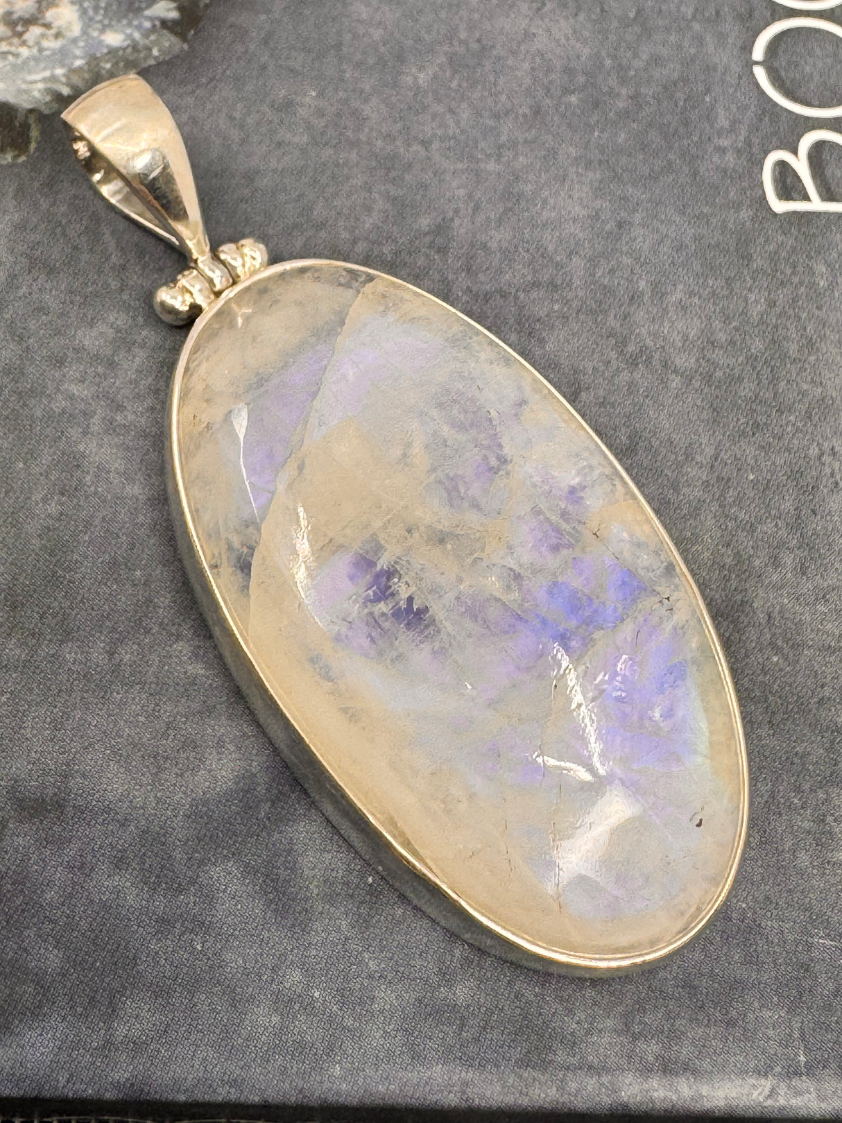Moonstone Rainbow Large Silver Pendant - “My mind is open to new possibilities and opportunities”.