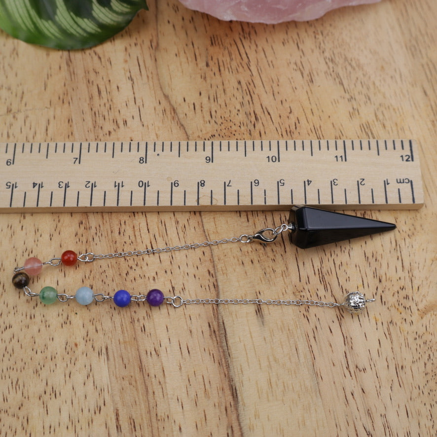 Black Obsidian Pendulum with Chakra Chain – Protection & Energy Clearing