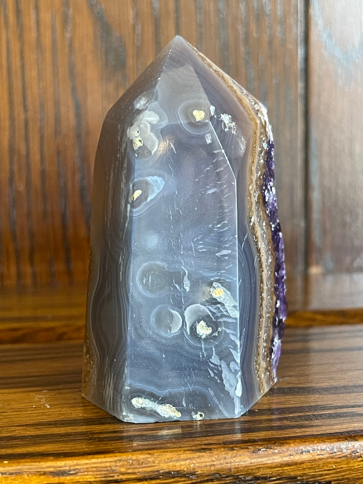 Amethyst Cluster Point A+ with polished back - #3 176g - “I trust my intuition and allow it to guide me each day”’