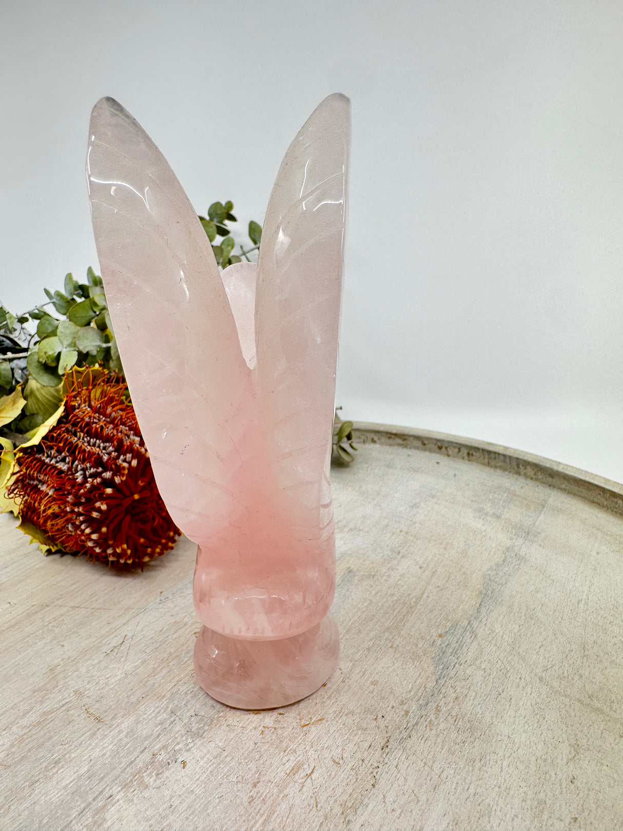 Rose Quartz Swan Carving 568g (18x8cm) – Stone of Love, Grace & Emotional Healing