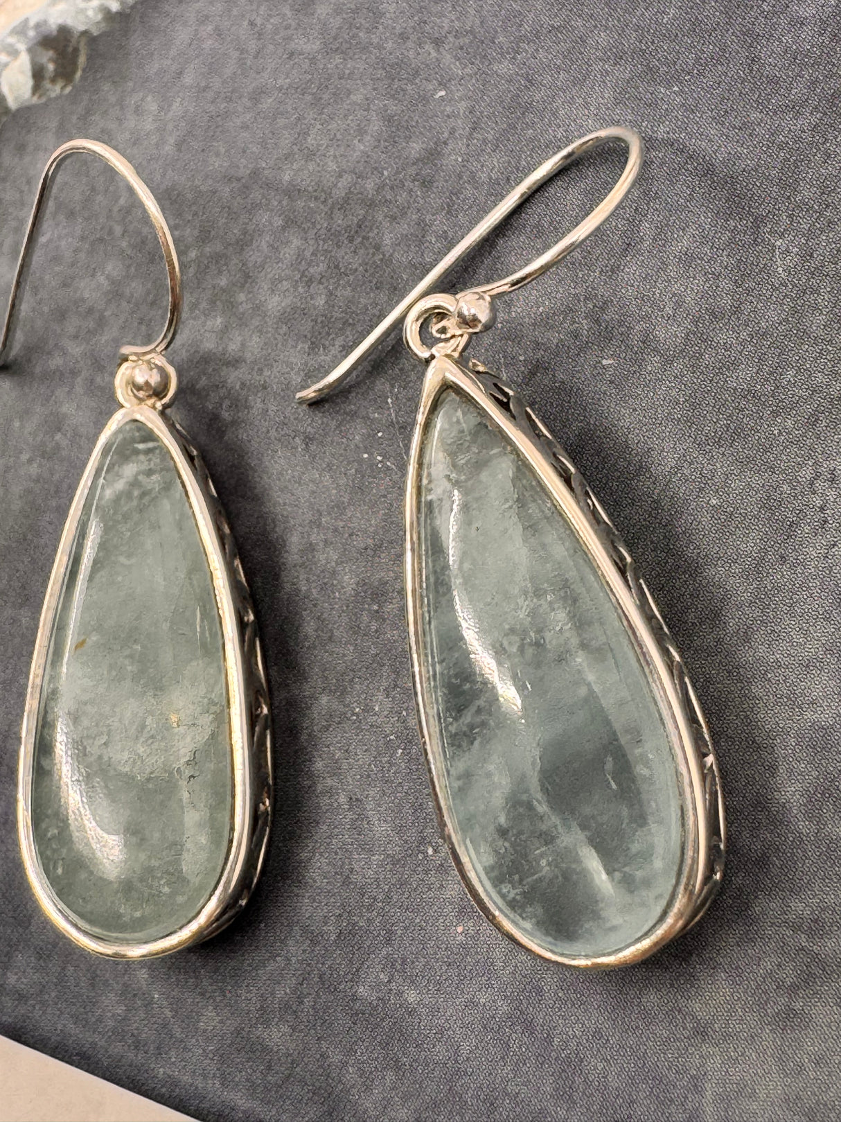 Aquamarine Silver Drop Earrings - “I clearly and calmly express my most authentic truth”.