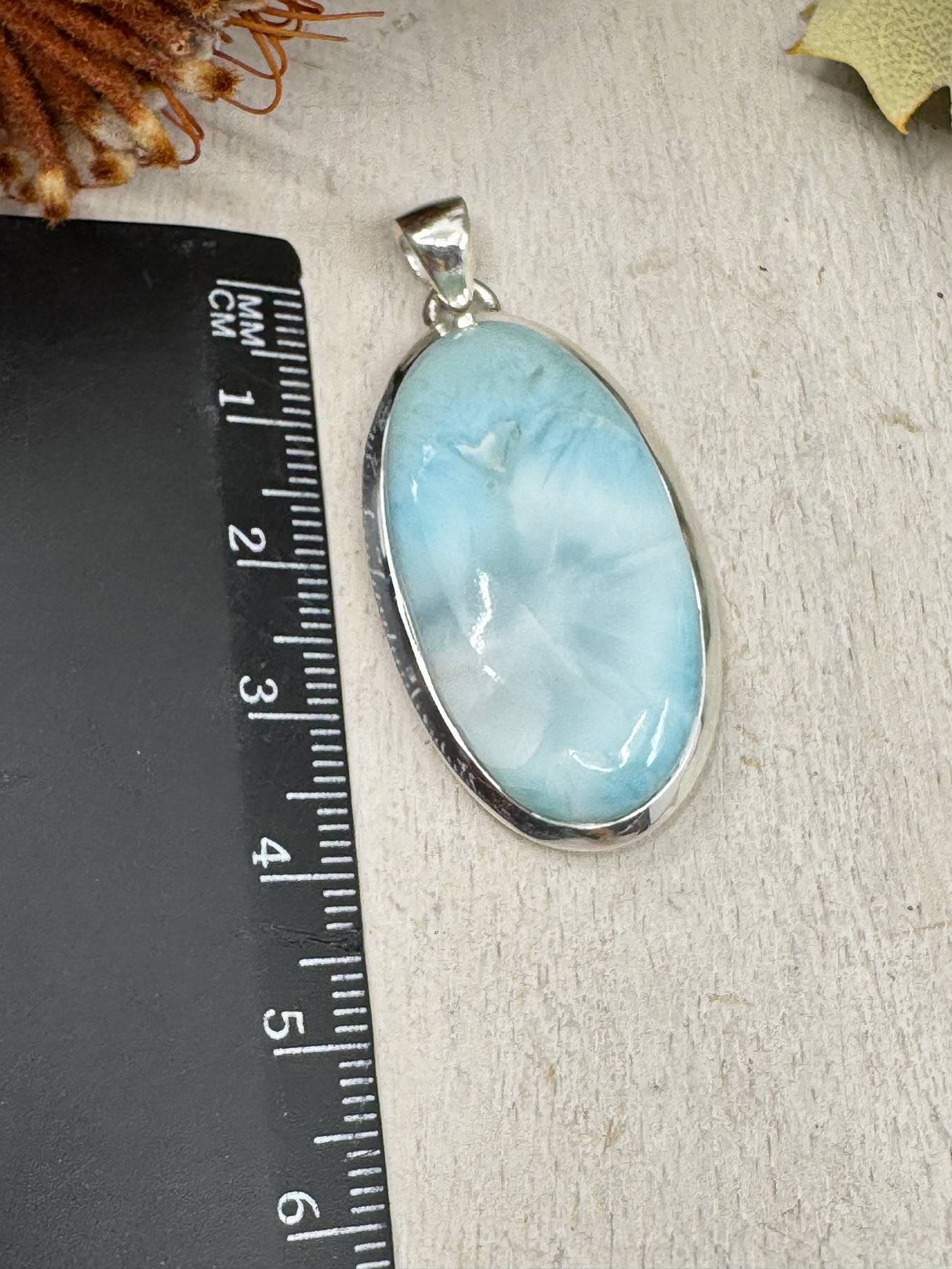 Larimar Pendant #7 – 10.72g (4.6x2.3cm) – .925 Silver – Stone of Peace, Intuition & Divine Expression