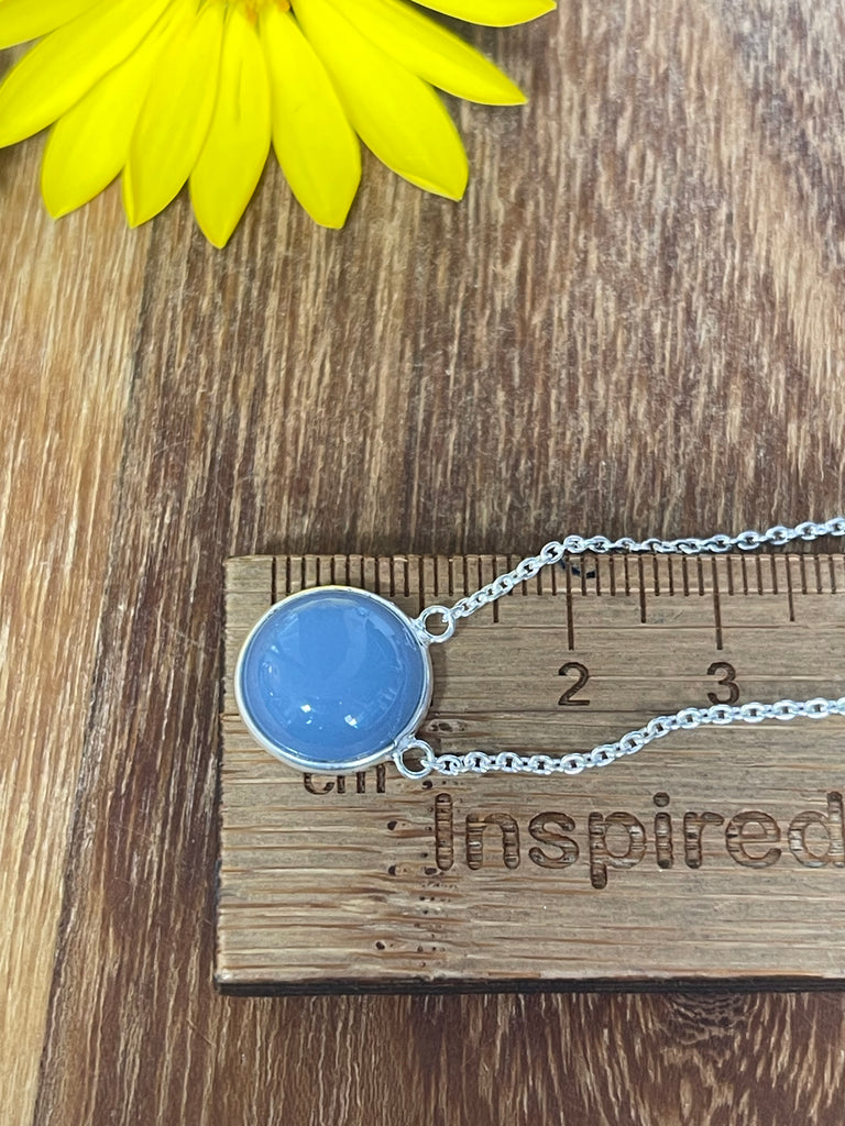 Blue Chalcedony Sterling Silver Necklace - Communication. Clarity. Mental Health.