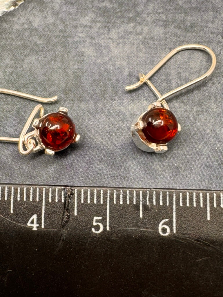 Amber Silver Drop Earrings - "Healing light surrounds my mind, body, and soul."
