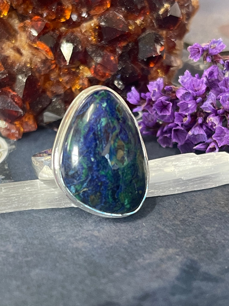 Azurite Silver Ring Size 10 #2 - “I am moving into alignment with my inner healing”.