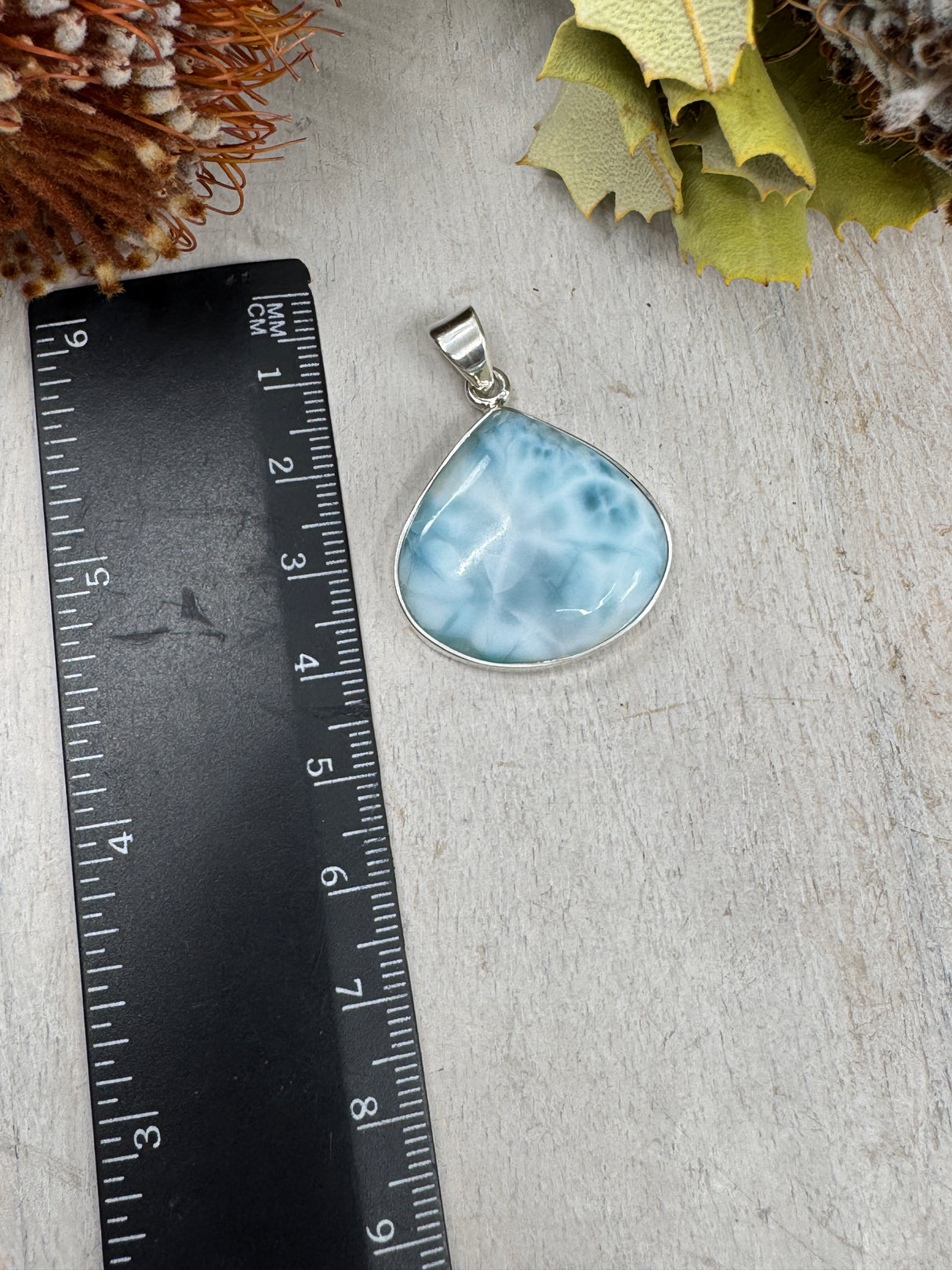 Larimar Pendant #6 – 10.33g (4x3cm) – .925 Silver – Stone of Calm Communication & Feminine Wisdom