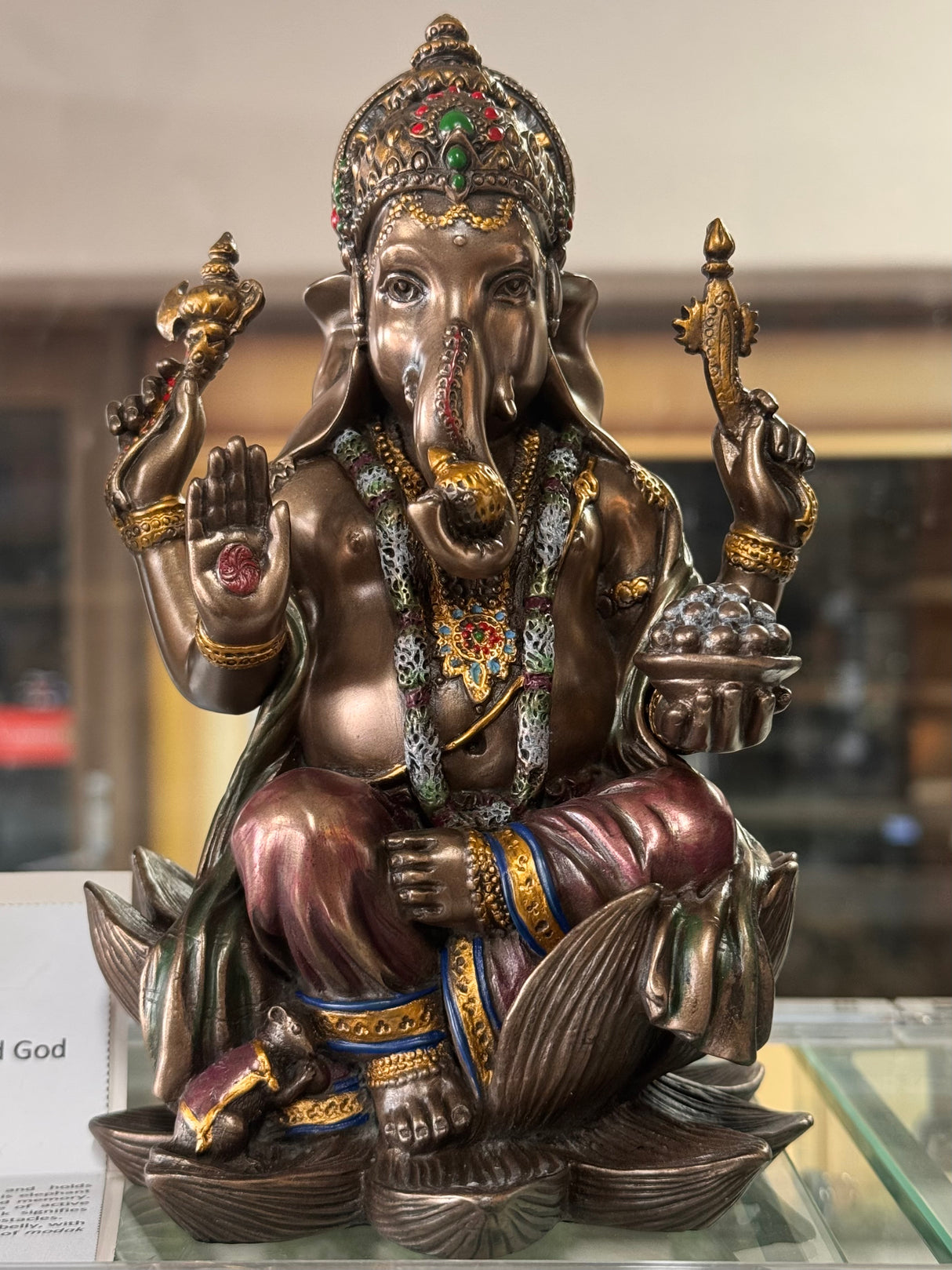 Elephant-headed deity Ganesha figurine for altar, meditation or home décor