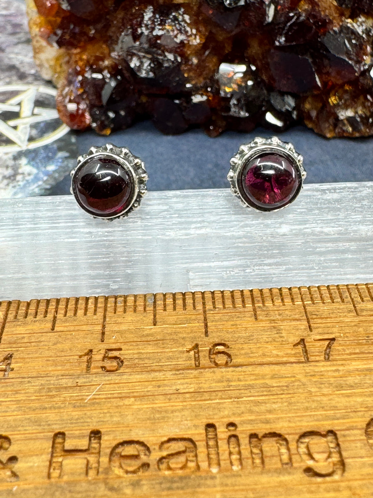 Garnet Silver Stud Earrings - "I am passionate and enthusiastic in all areas of my life."