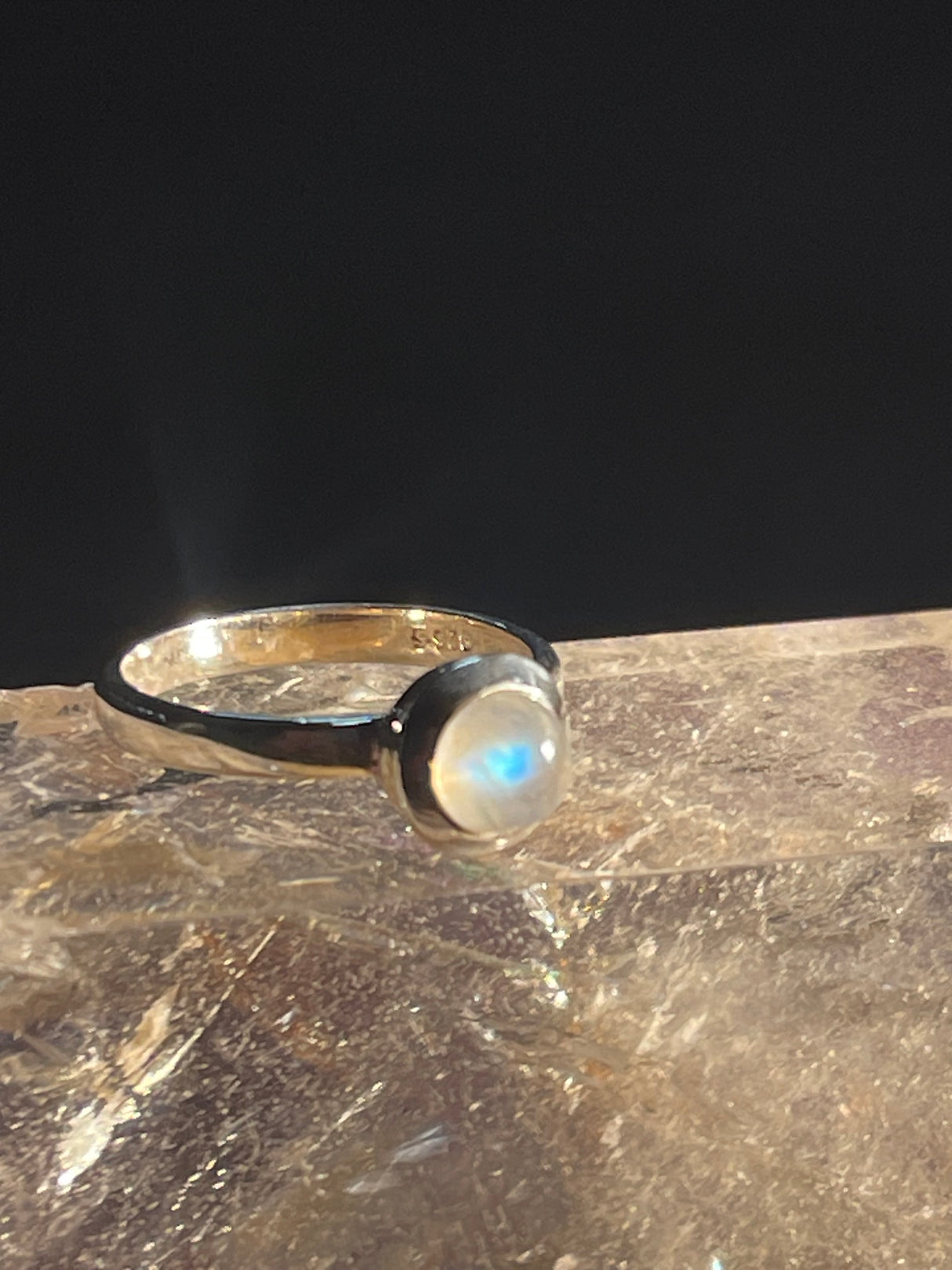 Rainbow Moonstone Silver Ring- Size 5.5 - “My mind is open to new possibilities and opportunities”.