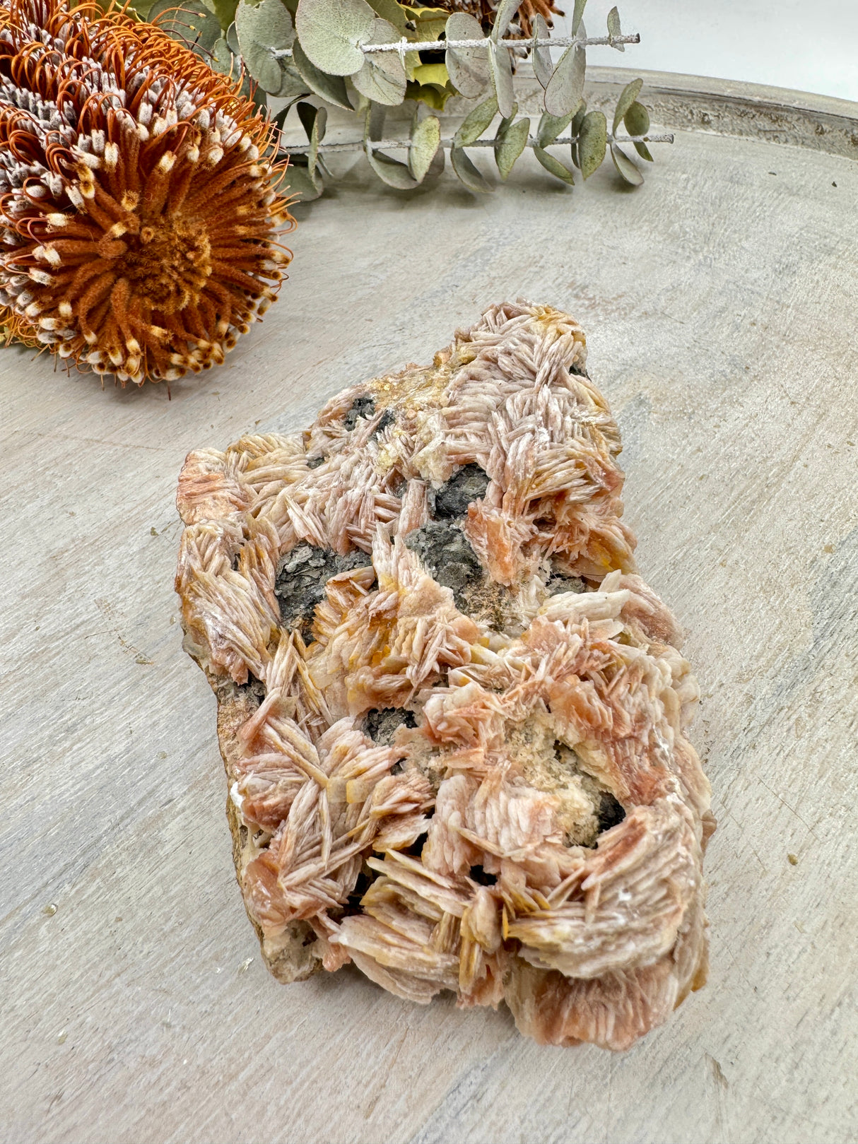 Barite Flower with Cerussite & Galena 424g (11x7cm) – Stone of Grounding, Insight & Angelic Connection