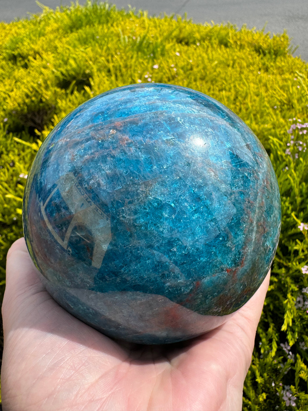 Blue Apatite Sphere – 2.2kg | Stone of Manifestation, Focus & Determination