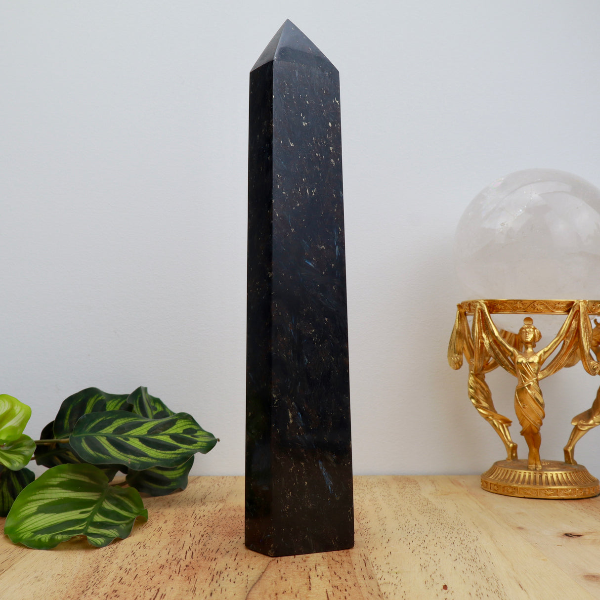Arfvedsonite with Garnet Tower | 24cm | 935g | Grounded Manifestation