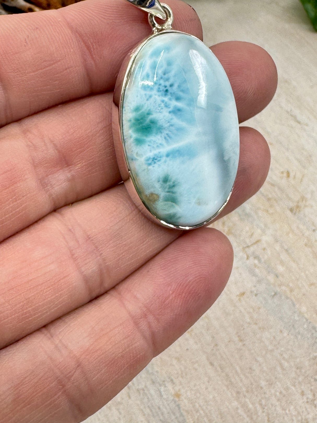 Larimar Pendant #9 – 13.04g (5x2.5cm) – .925 Silver – Stone of Calm, Inner Healing & Divine Expression