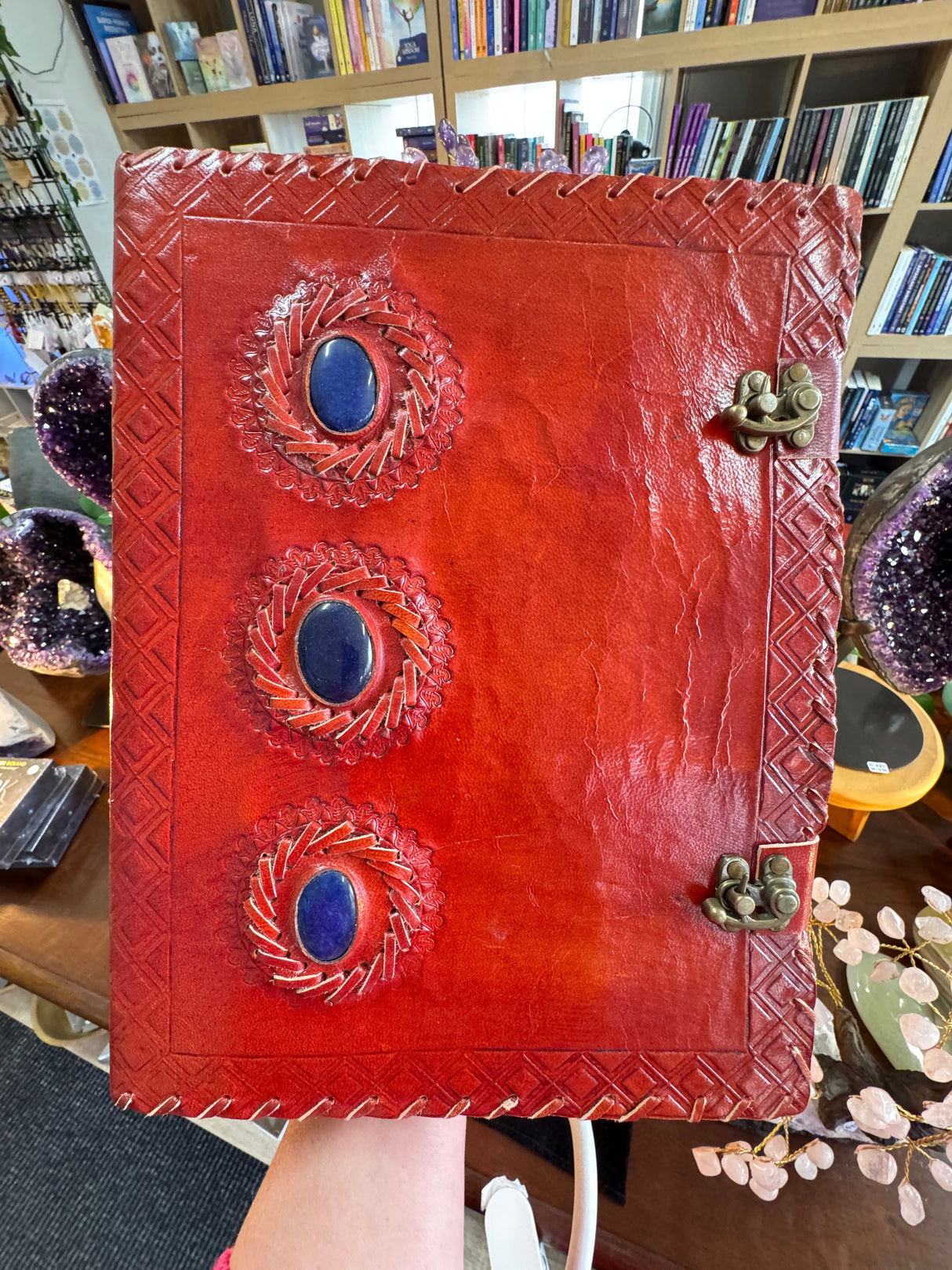 Agate Protection Leather Journal | 33cm | Handmade Paper | Grounding & Strength