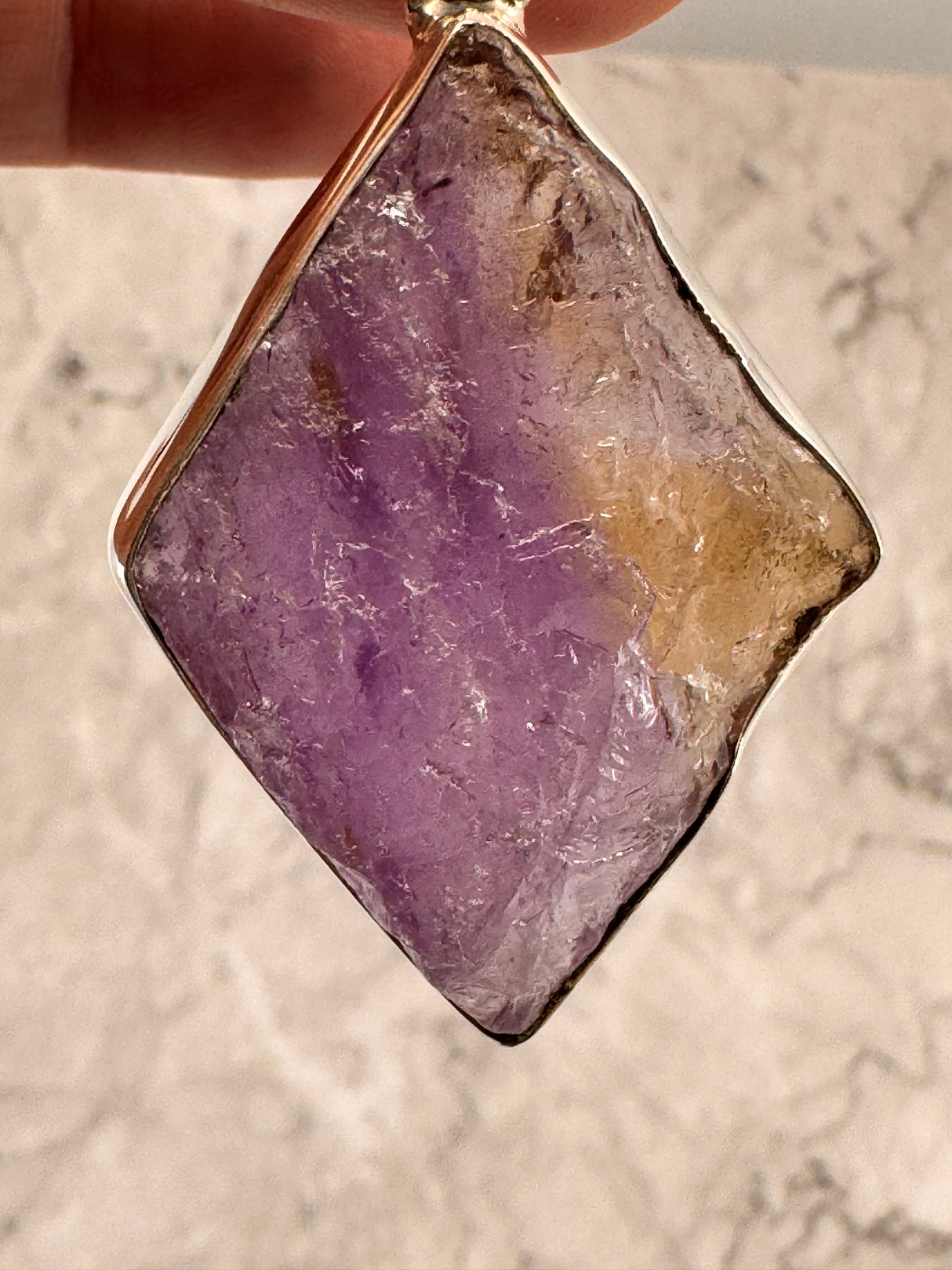 Ametrine Rough XL Silver Pendant & Chain - "I can overcome anything I set my mind to."