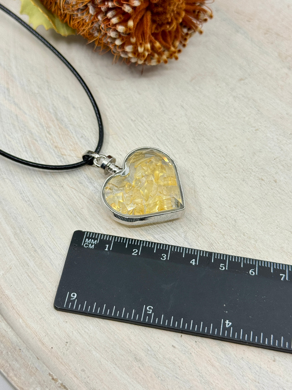 Citrine Heart Bottle Pendant 40x32x11mm – Stone of Joy, Abundance & Manifestation