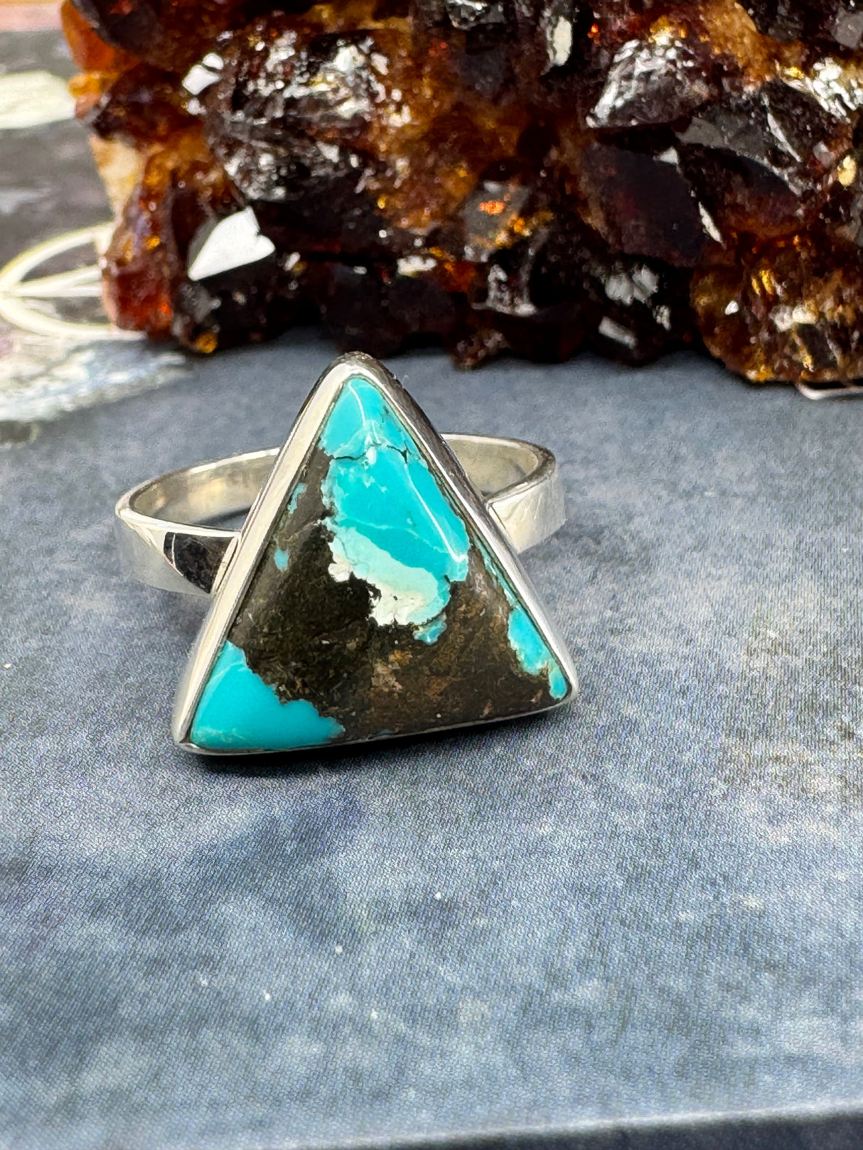 Turquoise Silver Ring Size 9 - "I express myself from a place of calmness, love, and truth."