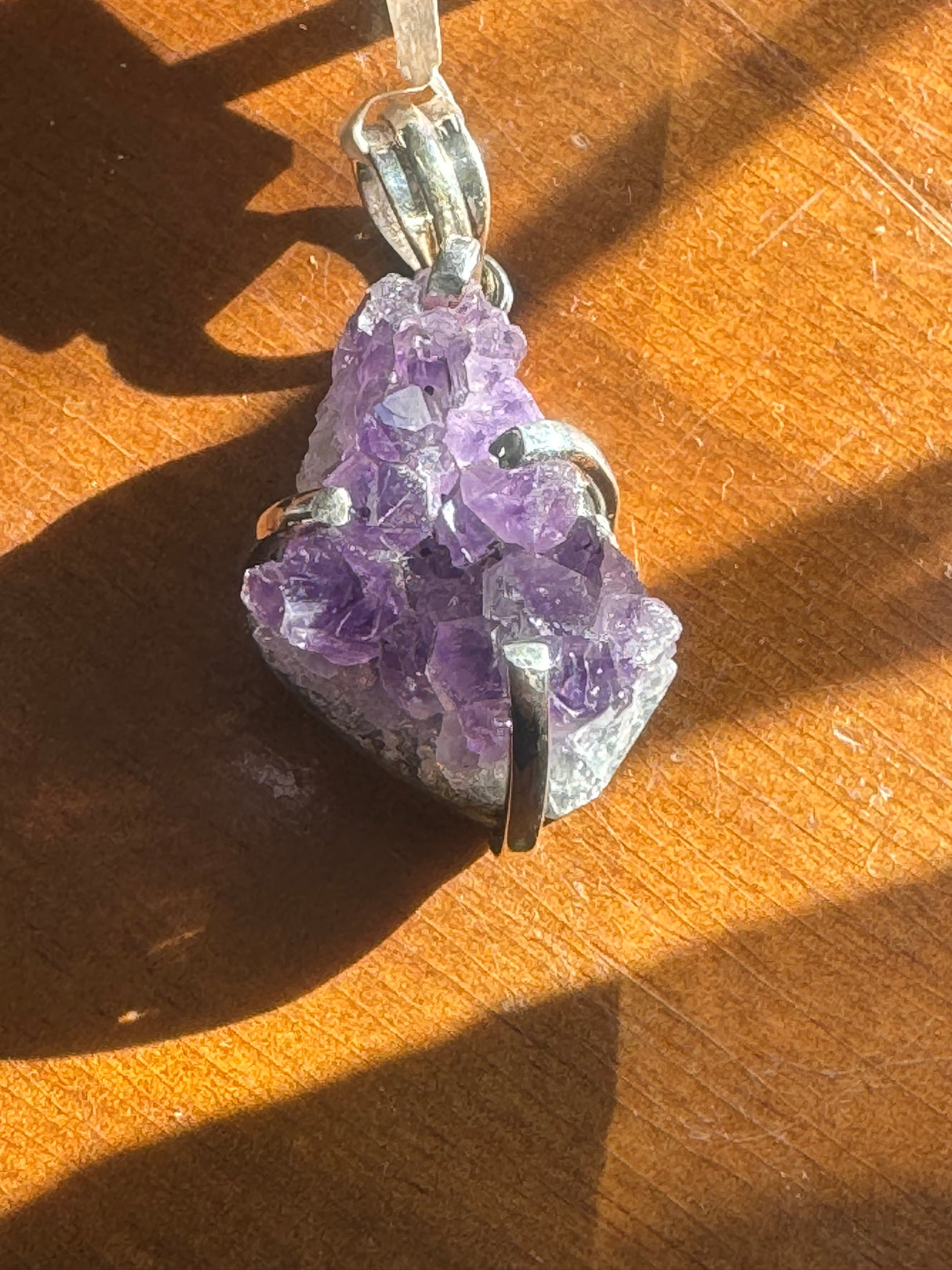 Amethyst Cluster Silver Pendant - “I trust my intuition and allow it to guide me each day”