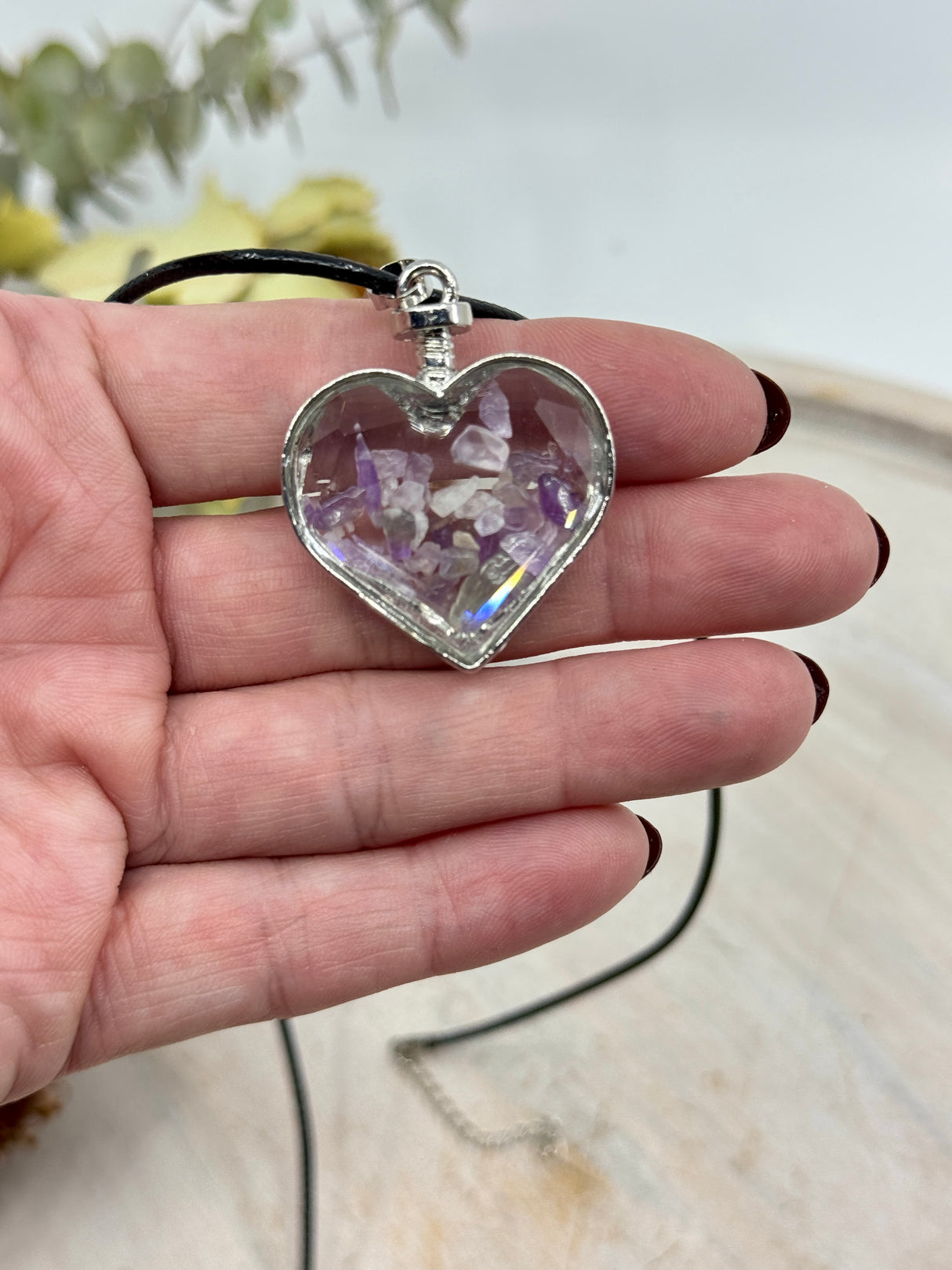 Amethyst Heart Bottle Pendant – Stone of Calm, Clarity & Spiritual Protection