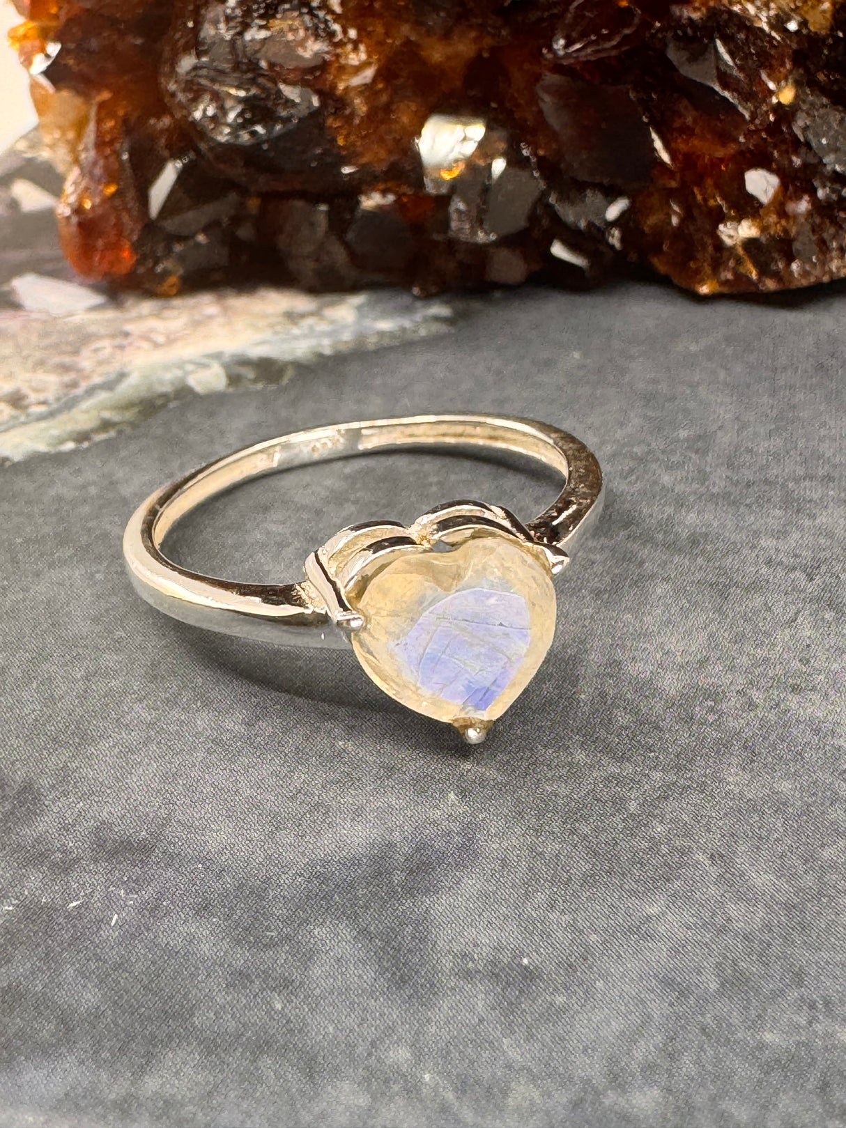 Rainbow Moonstone Ring Size 10 - “My mind is open to new possibilities and opportunities”.