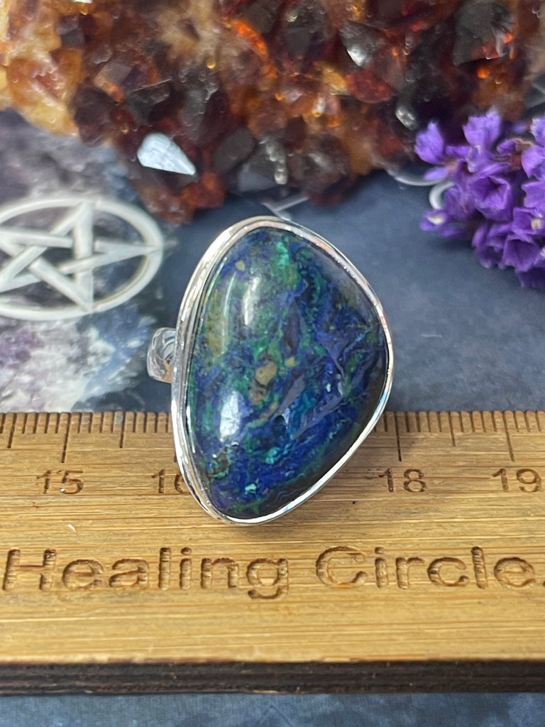 Azurite Silver Ring Size 10 #2 - “I am moving into alignment with my inner healing”.