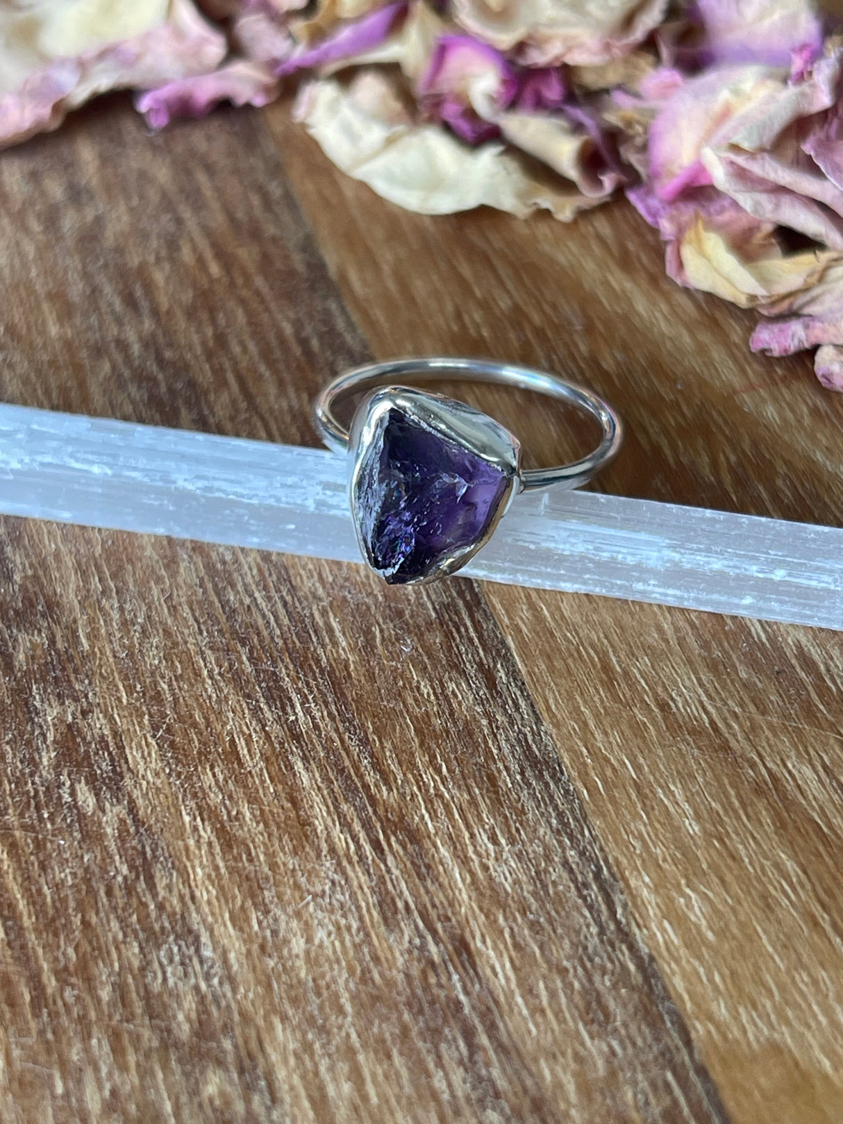 Amethyst Silver Ring Size 7 - “I trust my intuition and allow it to guide me each day”