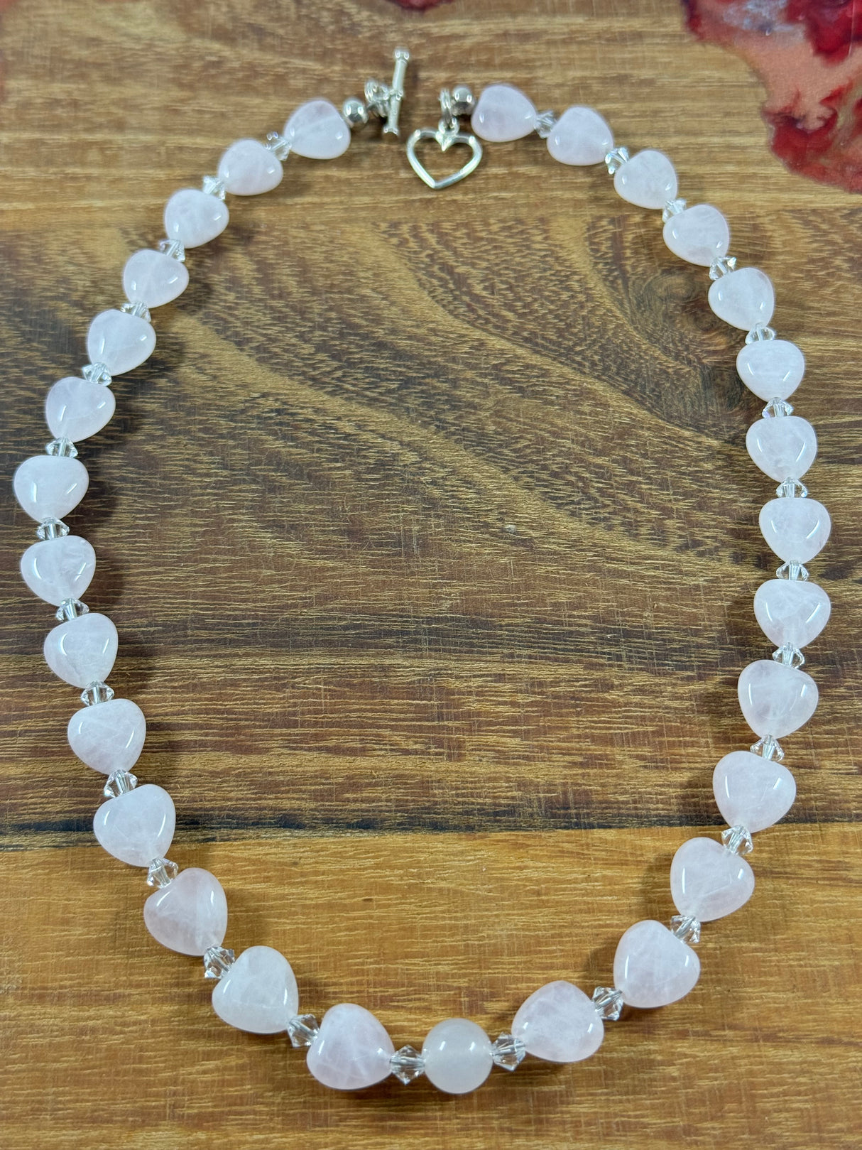 Rose Quartz Heart Necklace Handemade by us. - “I radiate love, beauty, confidence and grace”.
