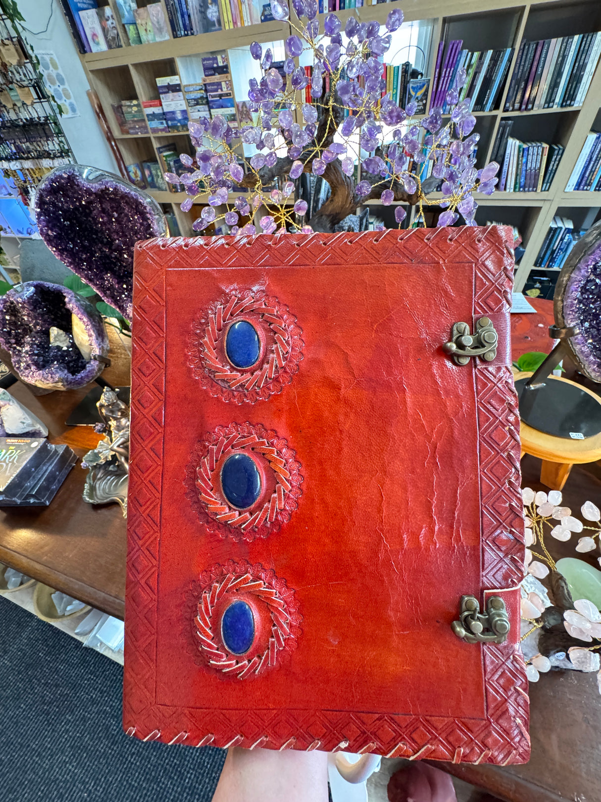 Agate Protection Leather Journal | 33cm | Handmade Paper | Grounding & Strength
