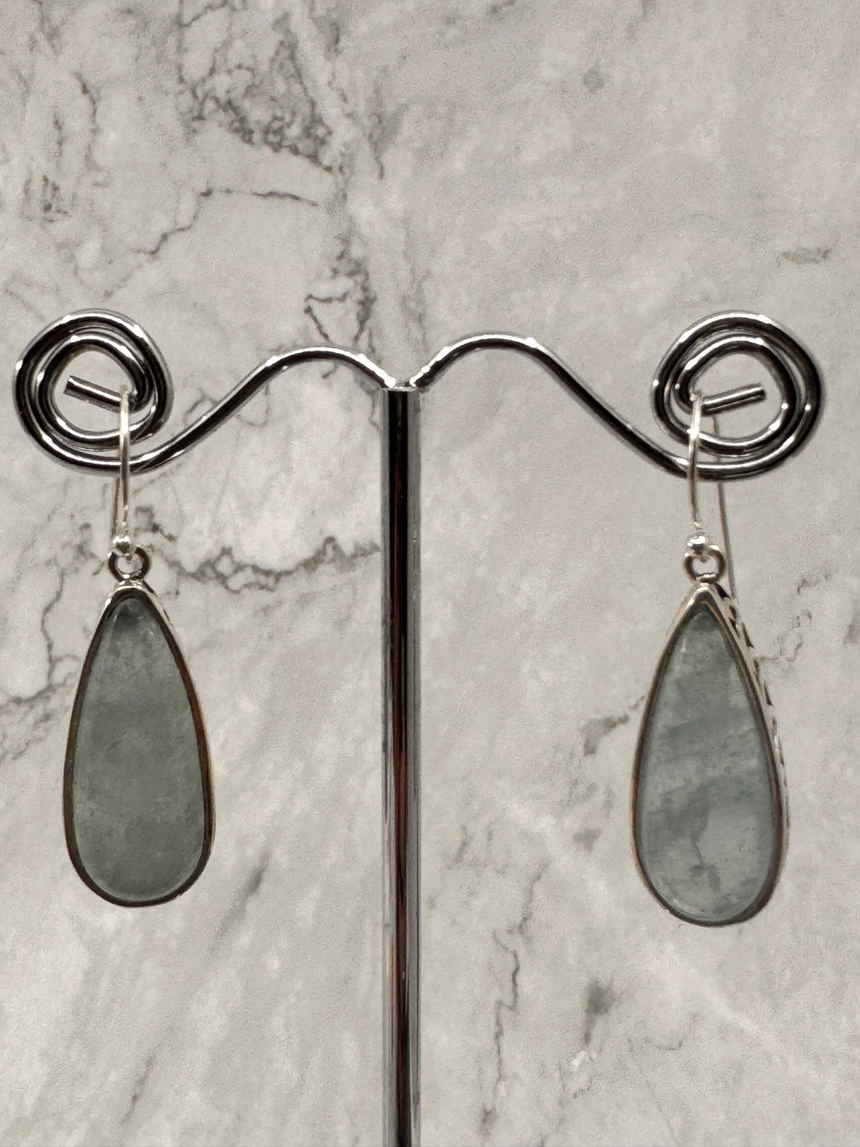 Aquamarine Silver Drop Earrings - “I clearly and calmly express my most authentic truth”.