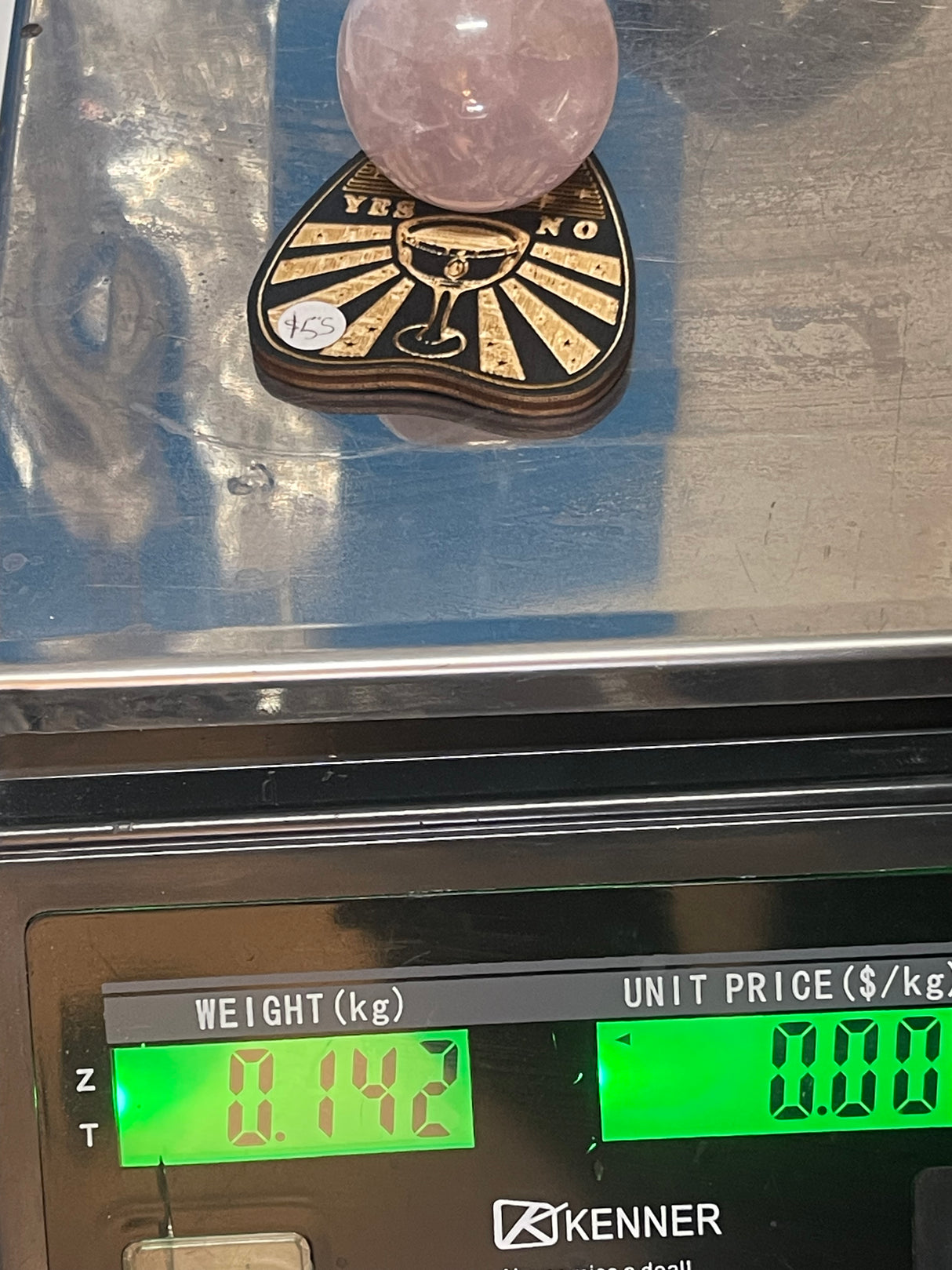 Rose Quartz Sphere on Planchette Stand - “I radiate love, beauty, confidence and grace”.