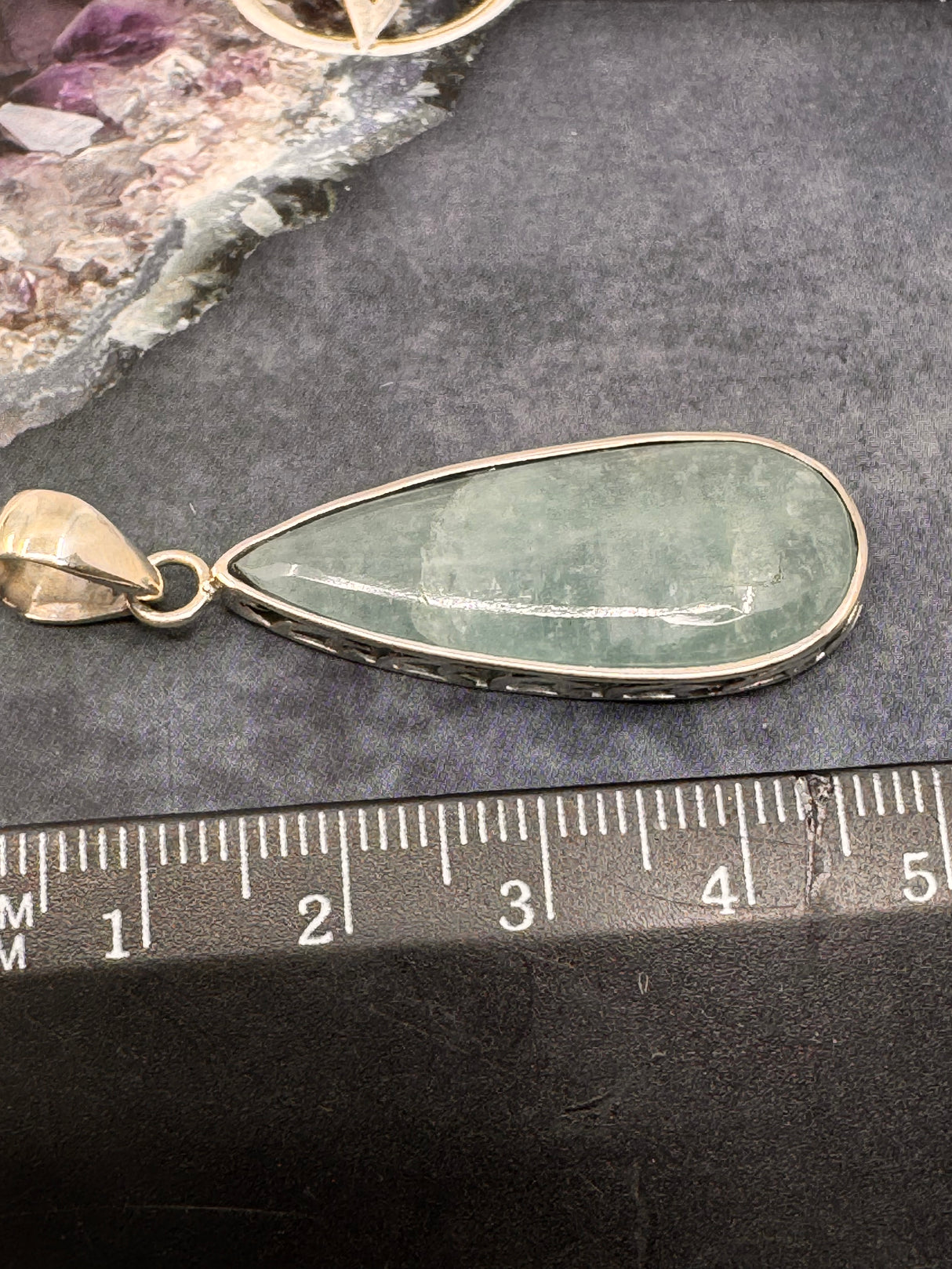 Aquamarine Large Silver Pendant & Chain - “I clearly and calmly express my most authentic truth”.