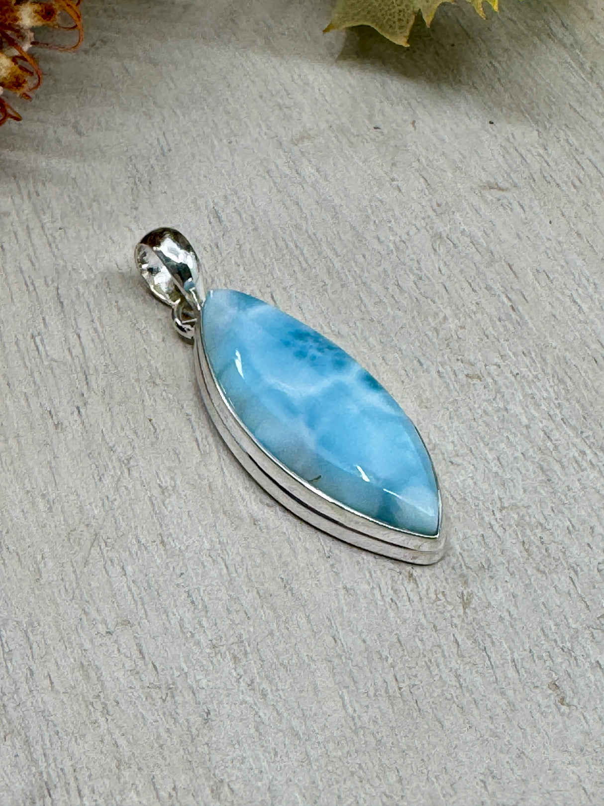 Larimar Pendant #1 – 6.52g – .925 Silver – Stone of Calm, Divine Feminine & Ocean Wisdom