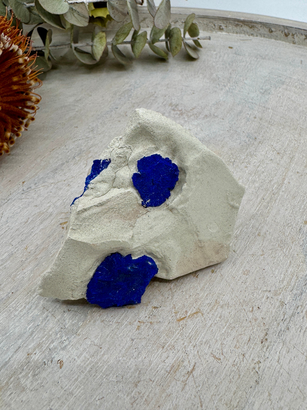 Azurite Sun #5 – 76g – Two Suns on Kaolinite | Rare Australian Mineral for Intuition & Insight