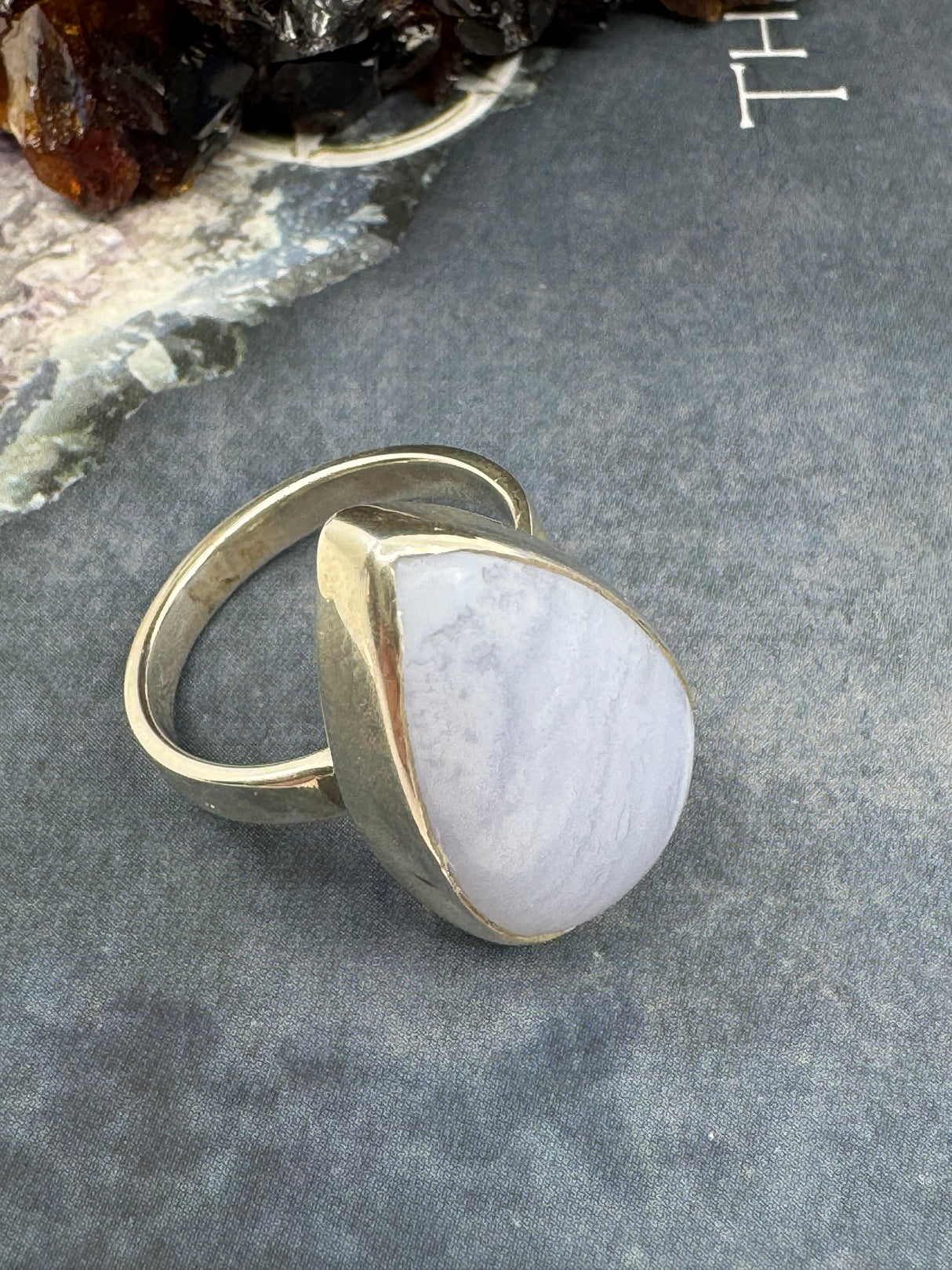 Blue Lace Agate Ring Size 8 - "I express my thoughts authentically and with clarity."