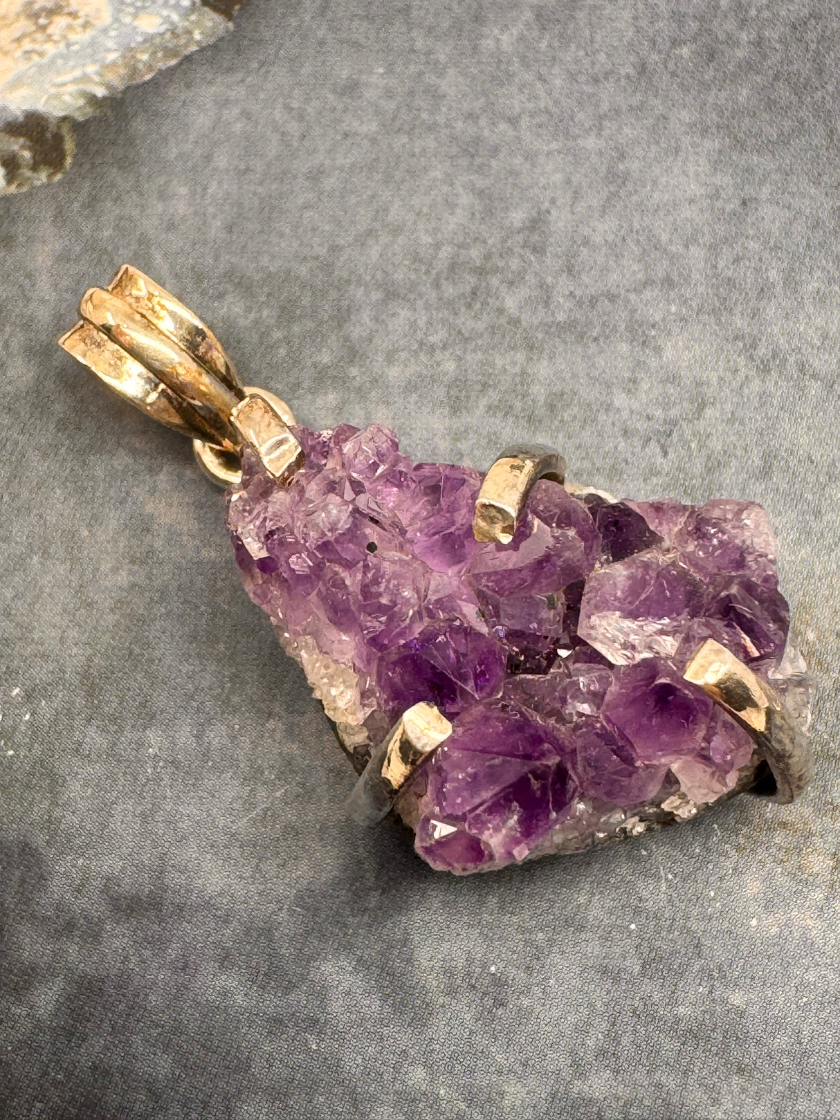 Amethyst Cluster Silver Pendant - “I trust my intuition and allow it to guide me each day”