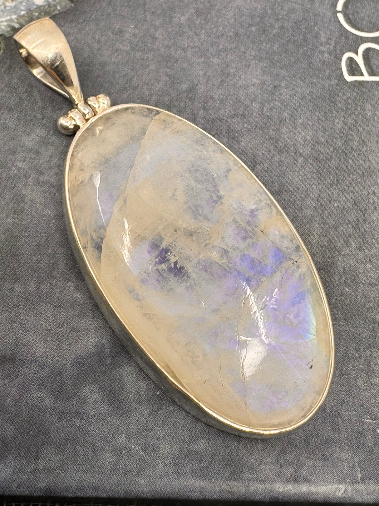 Moonstone Rainbow Large Silver Pendant - “My mind is open to new possibilities and opportunities”.