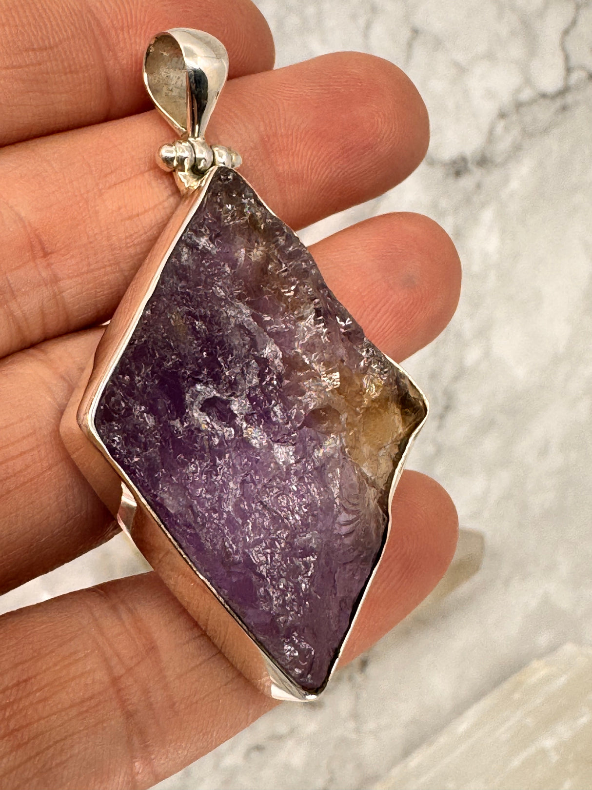 Ametrine Rough XL Silver Pendant & Chain - "I can overcome anything I set my mind to."