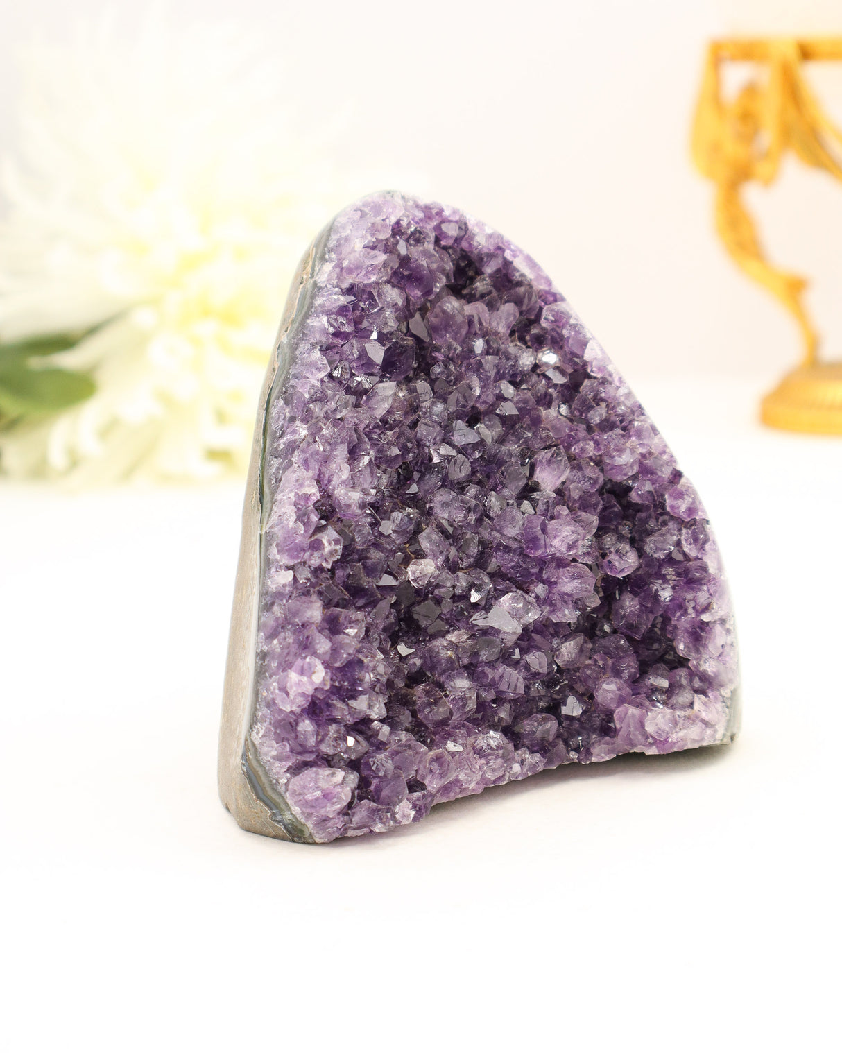 Amethyst druzy cluster 738g purple crystal with polished edge