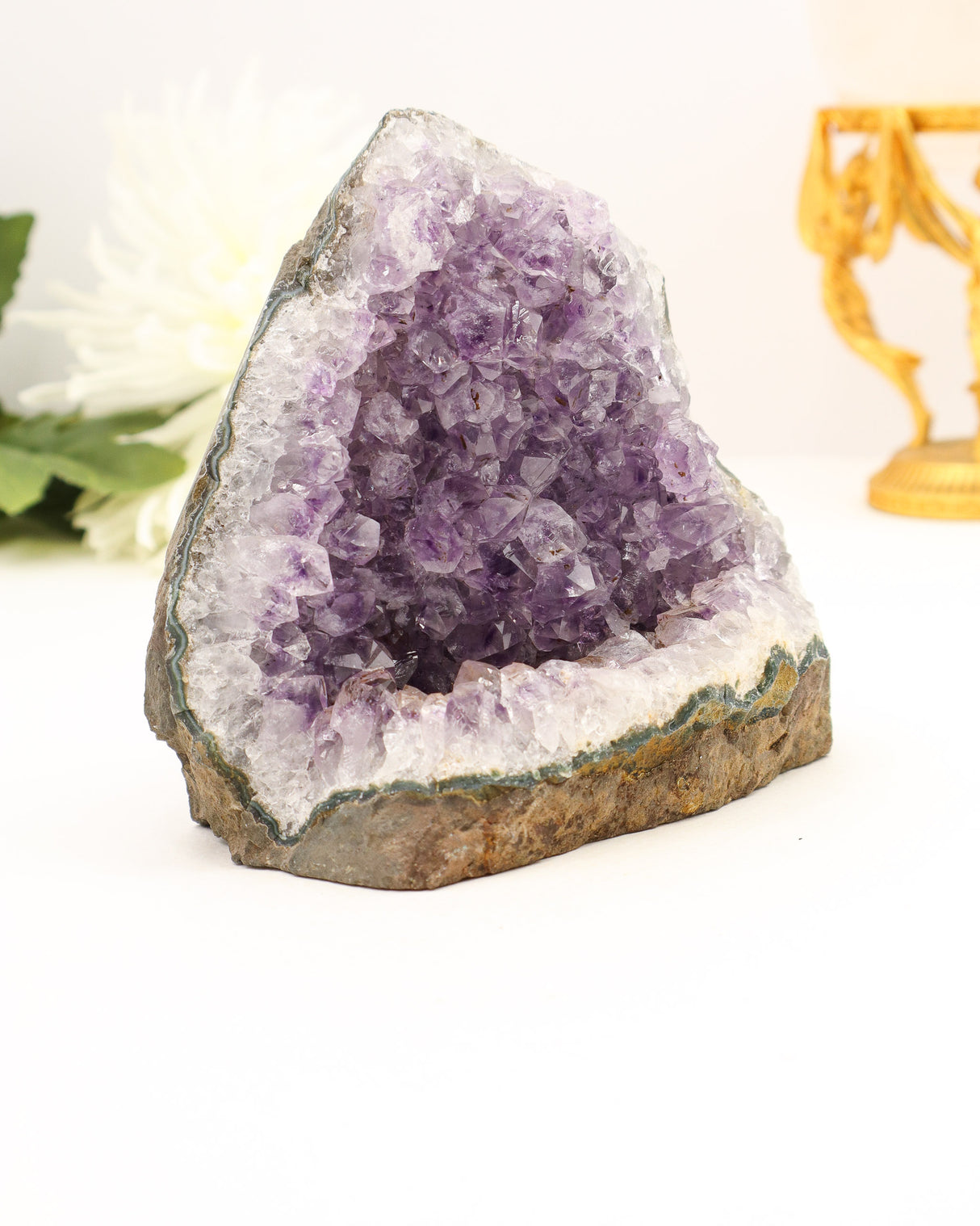 Amethyst cave formation 1.36kg purple crystal cluster with agate base