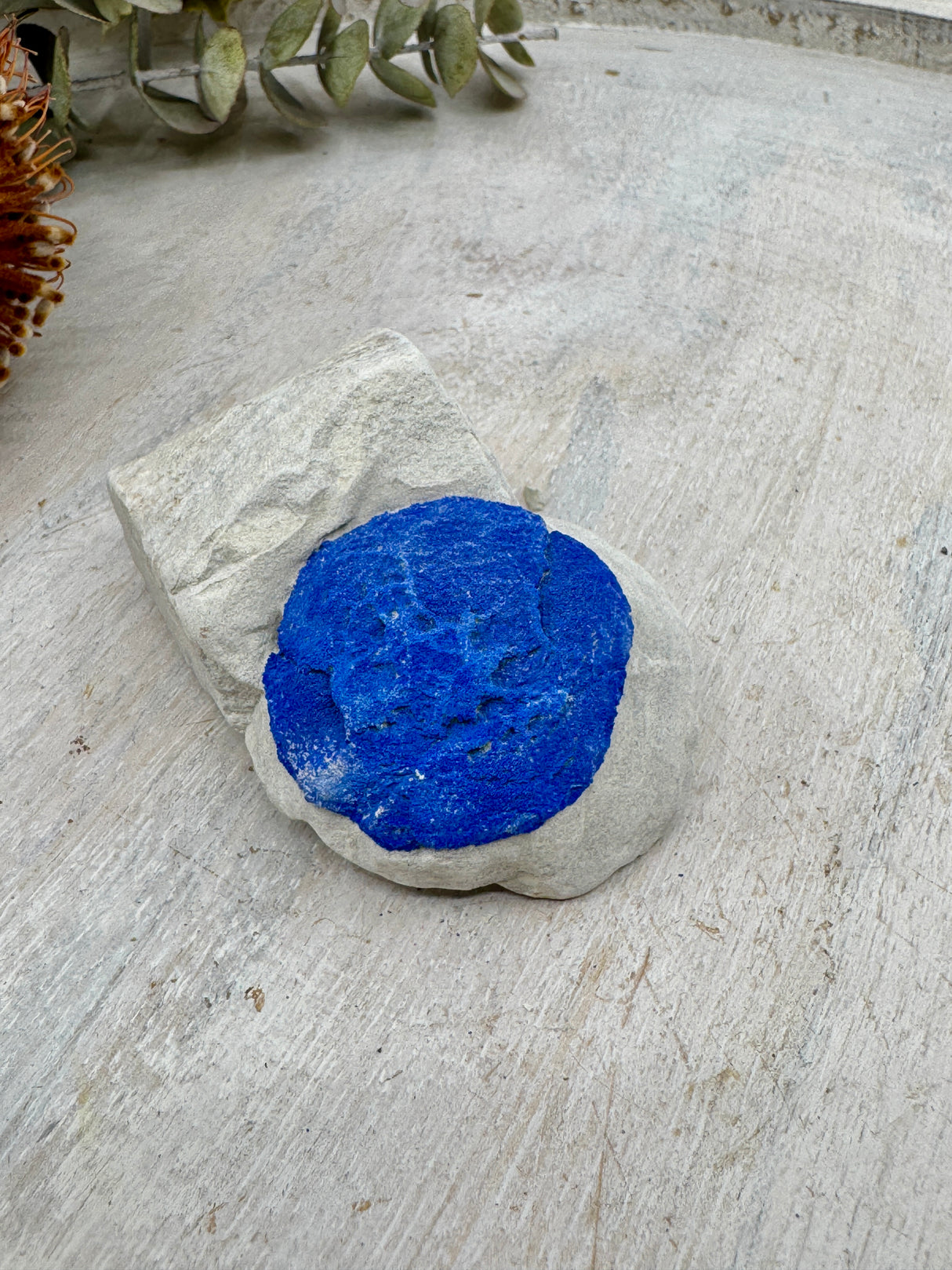 Azurite Sun specimen 78g 7x5x2.5cm – cobalt-blue crystal on Kaolinite matrix from Malbunka Copper Mine NT – rare Australian mineral for intuition and higher wisdom – Inspired By 3 Crystals Australia.