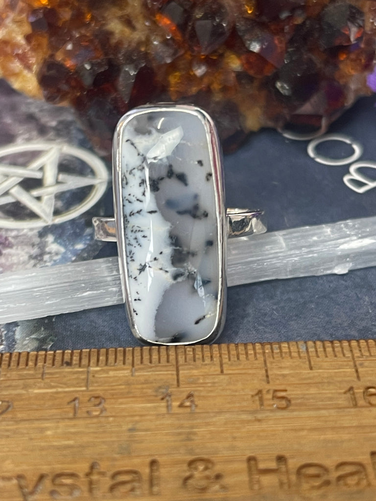 Dendritic Agate Silver Ring Size 10 #1 - Earth Healer - Protection