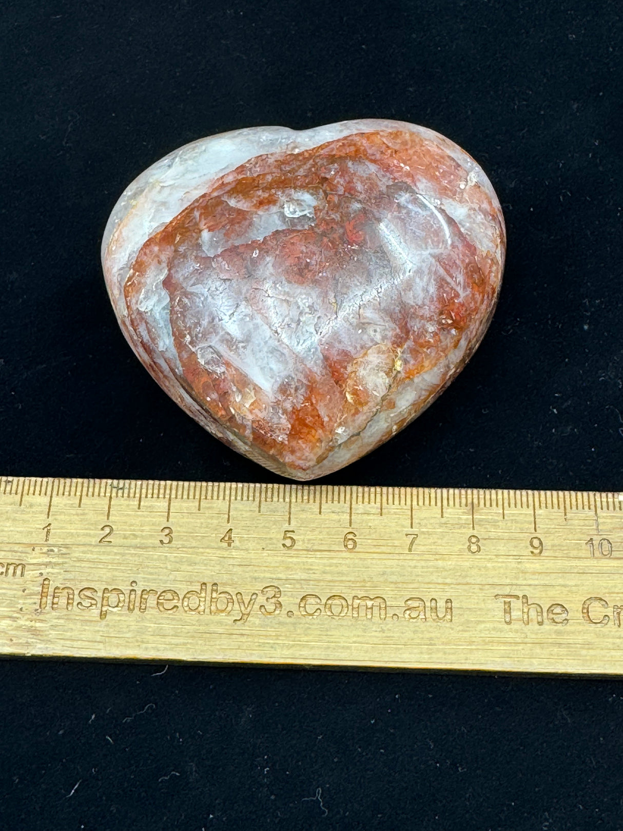 Fire Quartz Heart, Hematite Inclusions 221g - "My thoughts are clear, grounded, and focused."