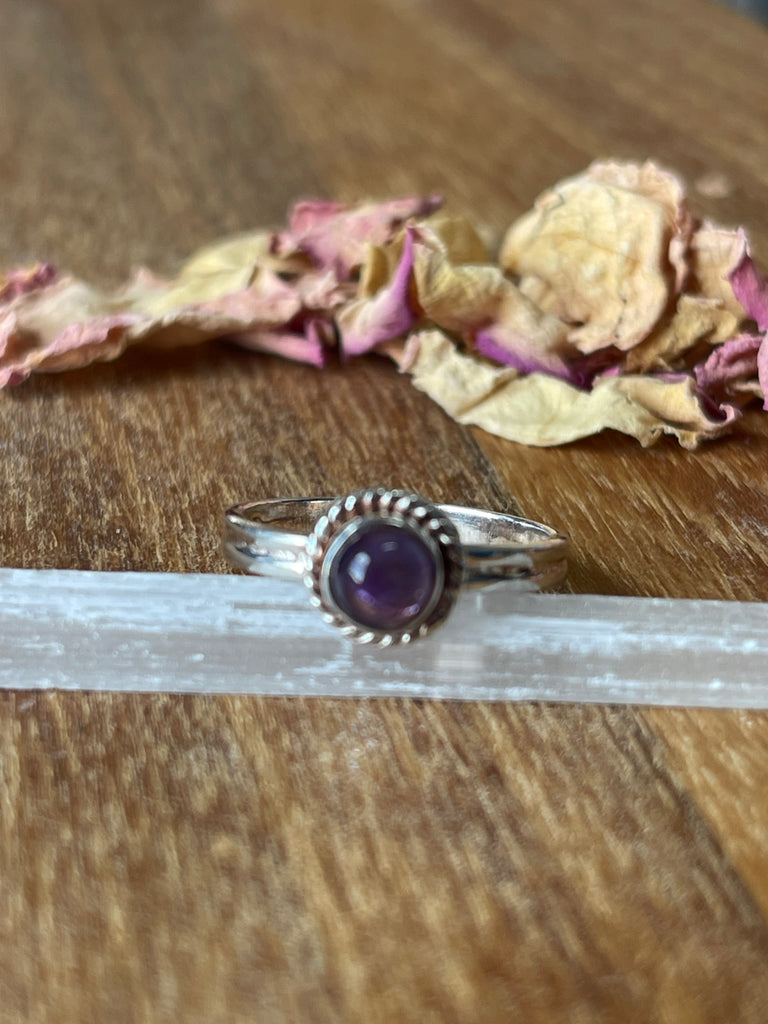 Amethyst Silver Ring Size 7 - “I trust my intuition and allow it to guide me each day”