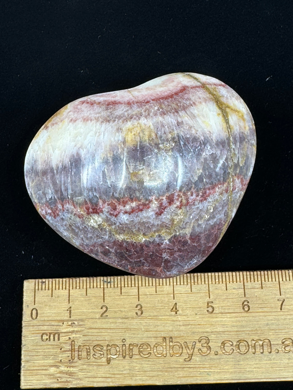 Red Banded Calcite Heart 146g - For Detoxification & Energy. “I love & appreciate my body