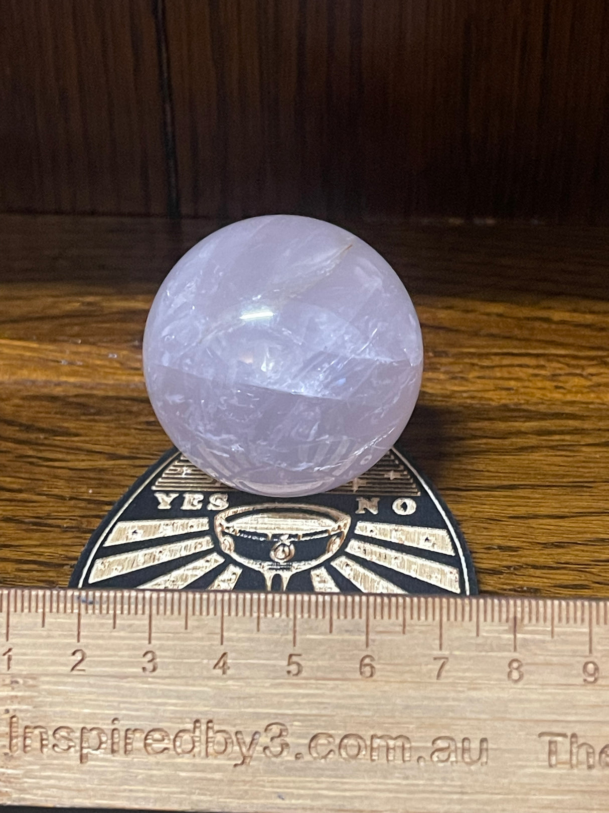 Rose Quartz Sphere on Planchette Stand - “I radiate love, beauty, confidence and grace”.