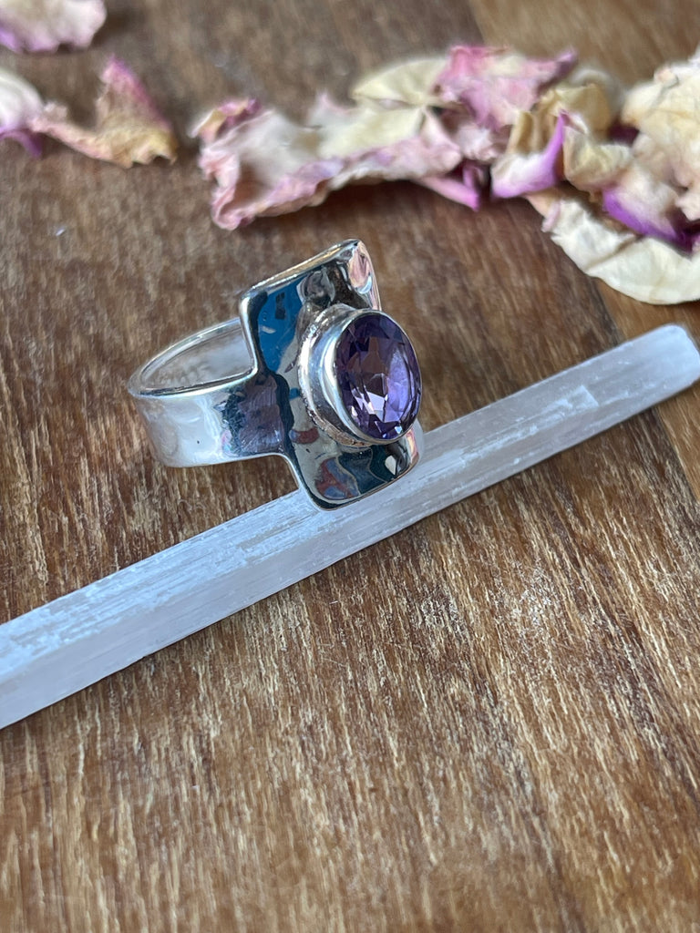 Amethyst Silver Ring Size 7.5 - “I trust my intuition and allow it to guide me each day”