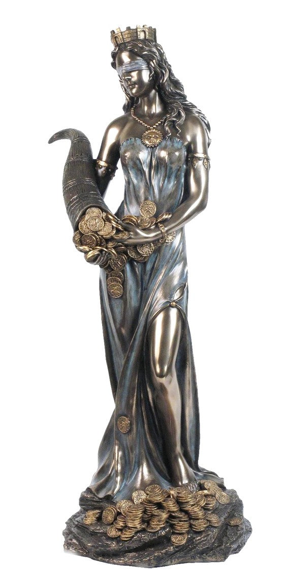 Large Goddess Fortuna statue in cold cast bronze – Roman goddess of abundance